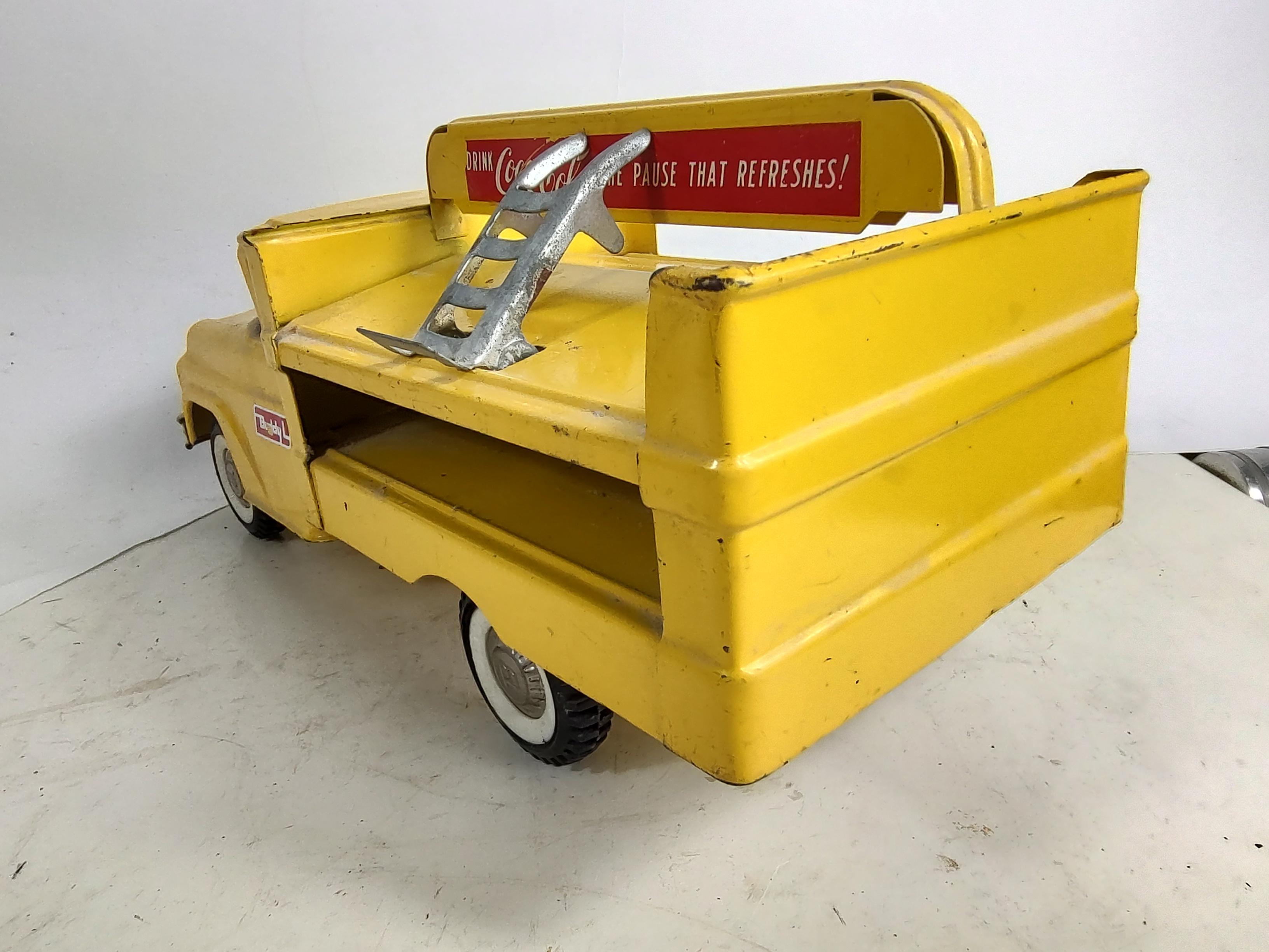 American Mid Century C1958 Buddy L Coca Cola Delivery Truck with Aluminum Hand Truck