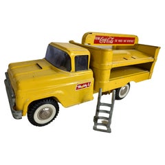 Vintage Mid Century C1958 Buddy L Coca Cola Delivery Truck with Aluminum Hand Truck