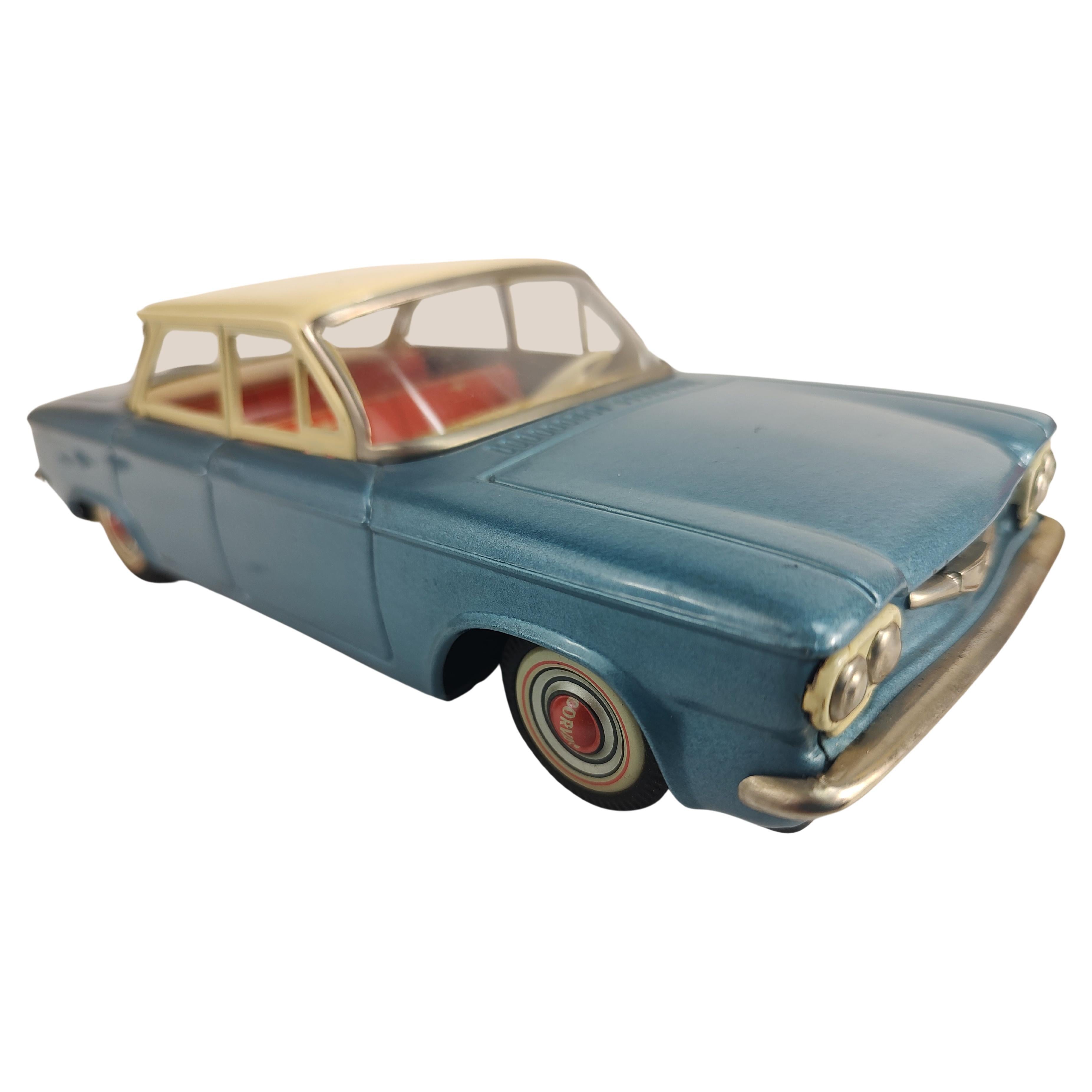 Mid Century C1960 Japanese Tin Litho Friction Toy Car Chevrolet Corvair  For Sale 3