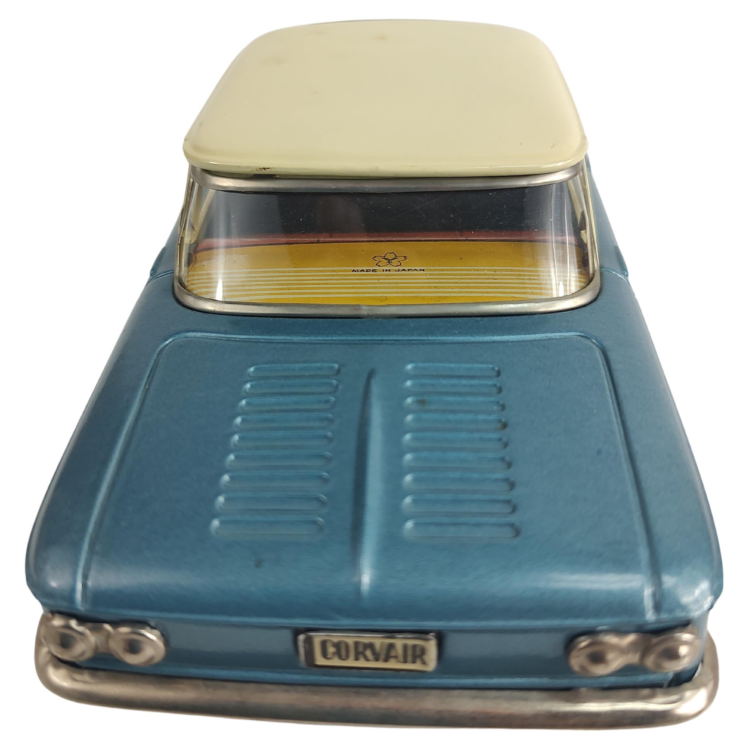Mid Century C1960 Japanese Tin Litho Friction Toy Car Chevrolet Corvair  In Good Condition For Sale In Port Jervis, NY