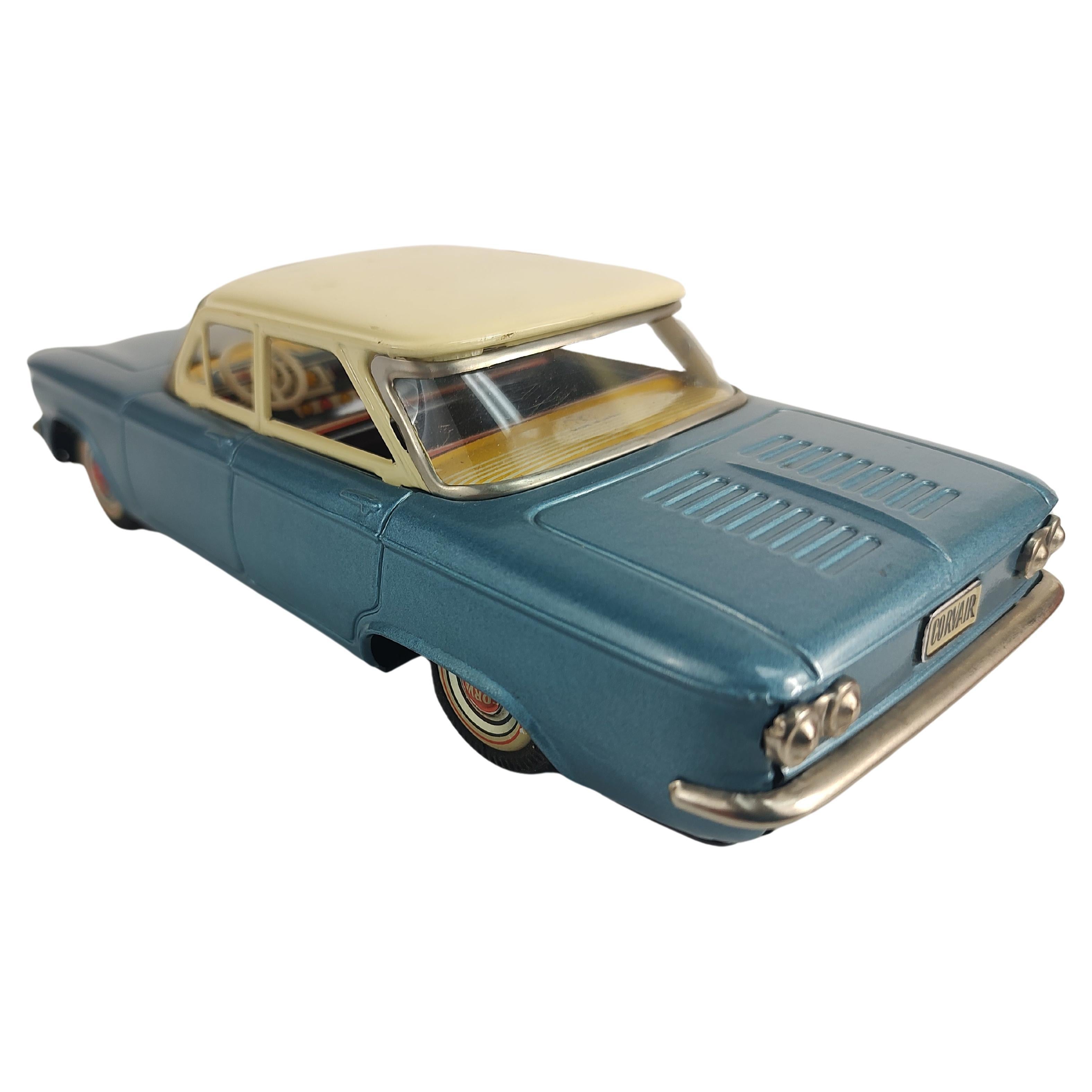 Mid-20th Century Mid Century C1960 Japanese Tin Litho Friction Toy Car Chevrolet Corvair  For Sale