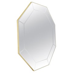 Mid Century c1970s 40" Octagon Shape Beveled Studio Made Wall Mirror MINT