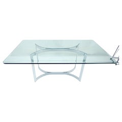 Mid Century c1970s Bent "C" Curve Chrome Ribbon Style Base Dining Table Bauhaus
