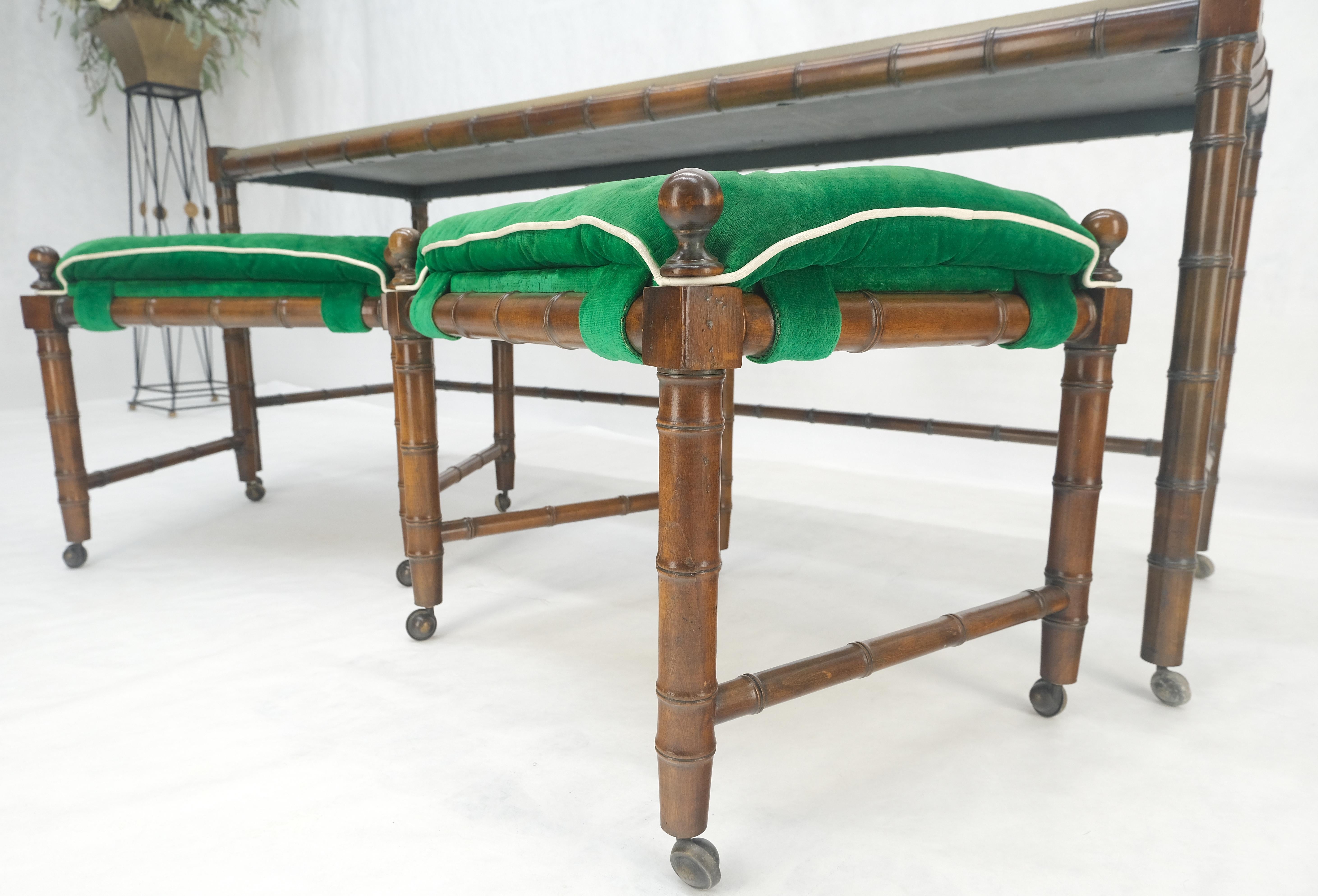 Mid Century c1970s Faux Bamboo Console Sofa Table & Pair Nesting Benches MINT! For Sale 8