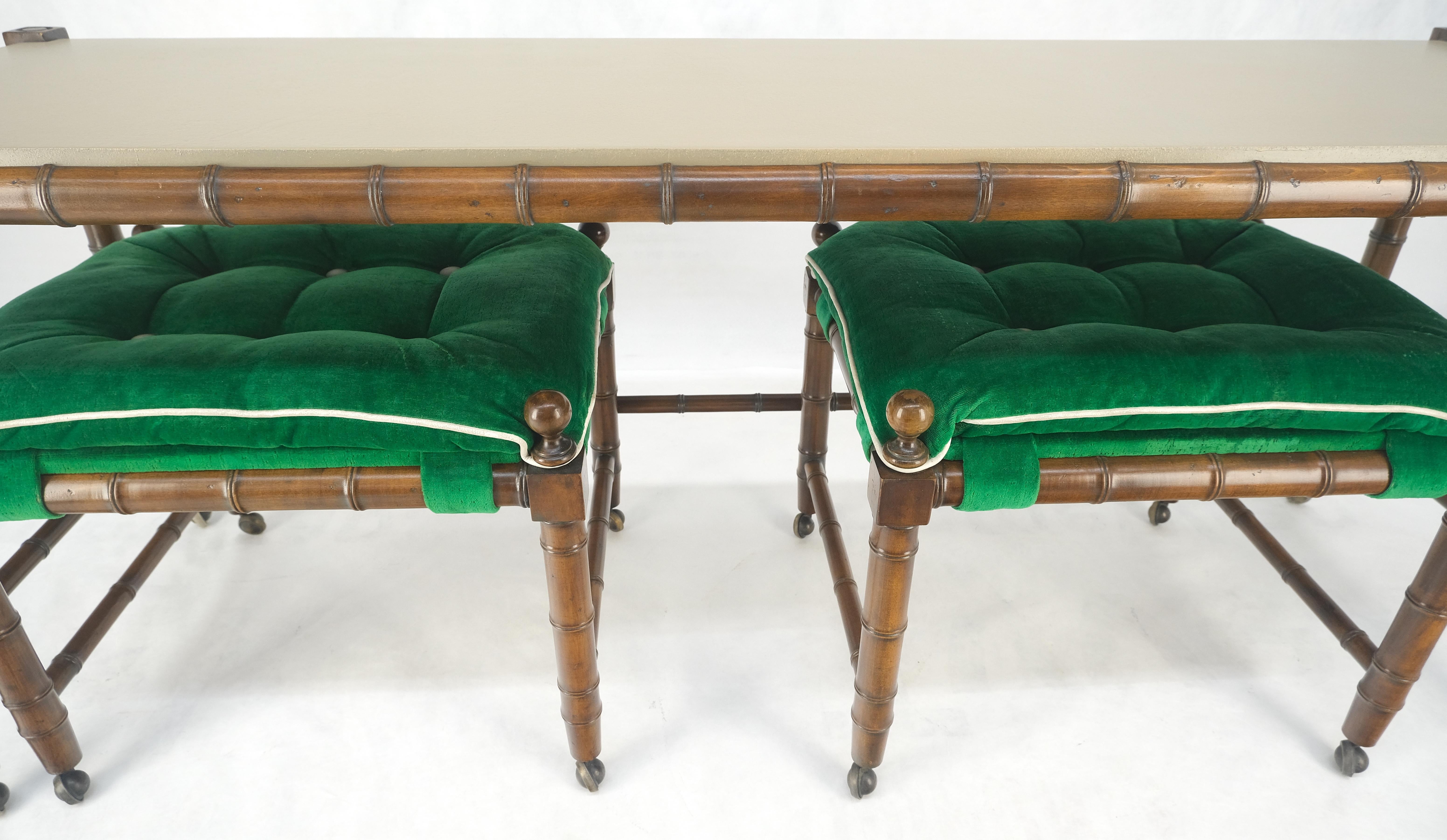 Mid Century c1970s Faux Bamboo Console Sofa Table & Pair Nesting Benches MINT! For Sale 10