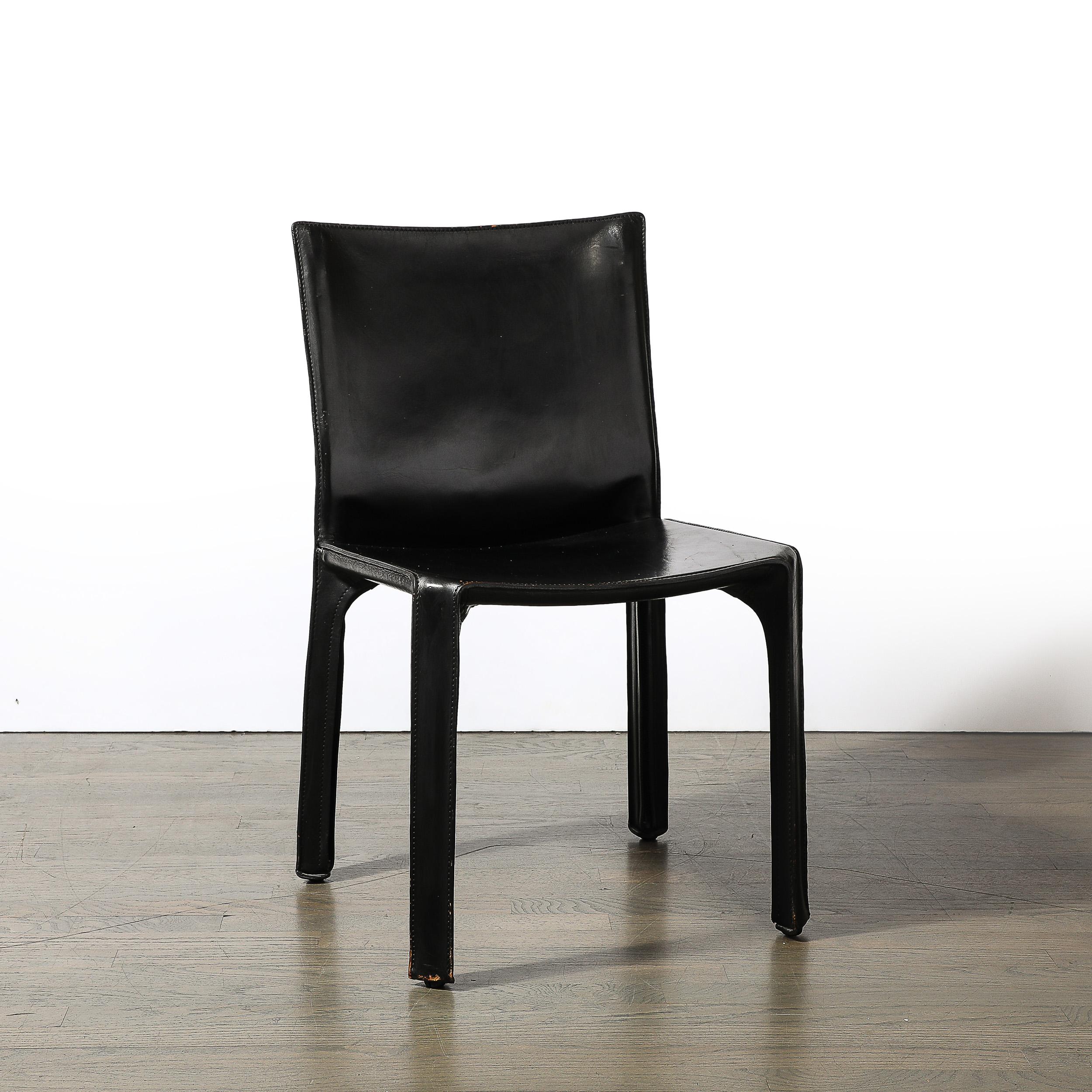 Mid-Century CAB 413 Leather Dining/Desk Chair by Mario Bellini for Cassina 4