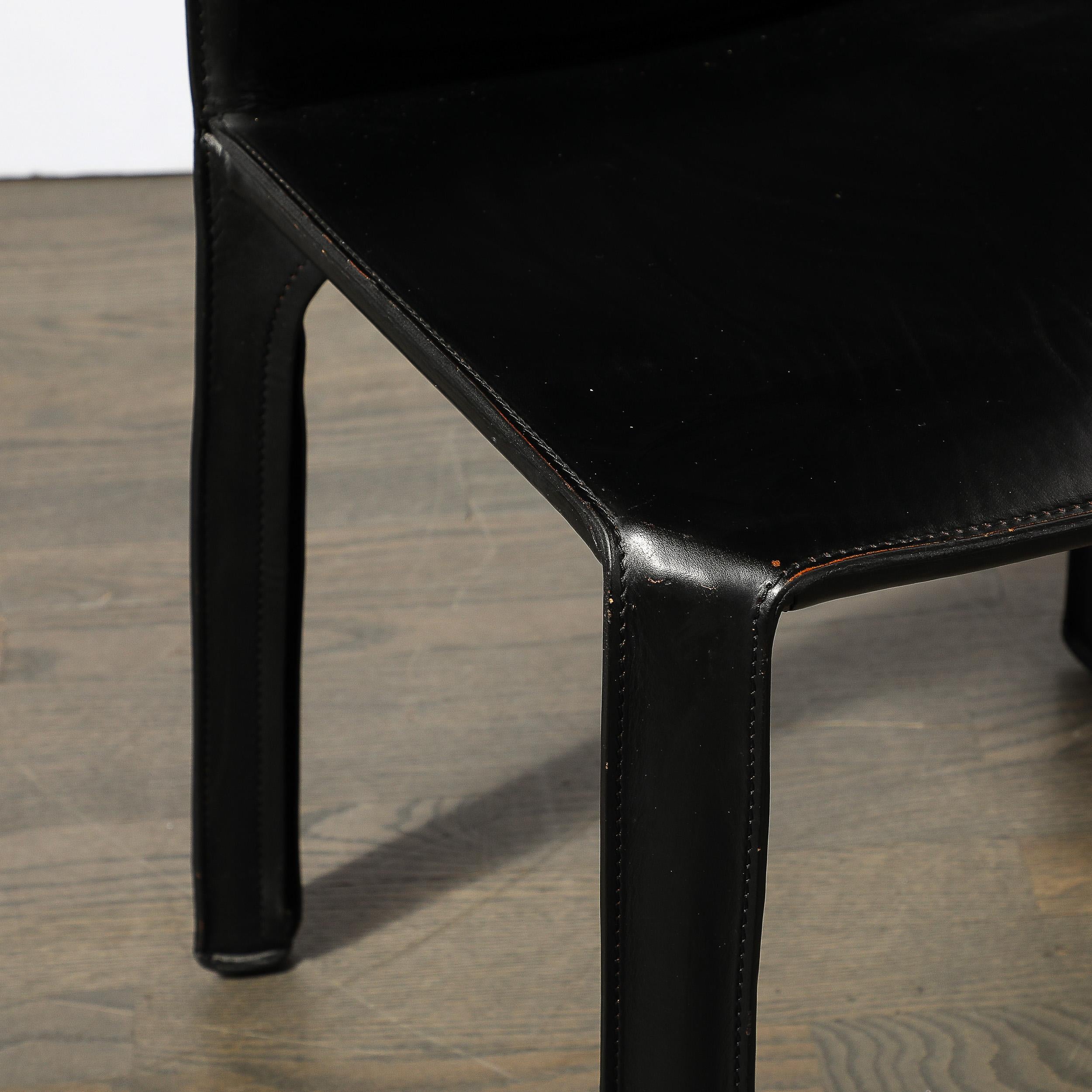 Mid-Century CAB 413 Leather Dining/Desk Chair by Mario Bellini for Cassina 5
