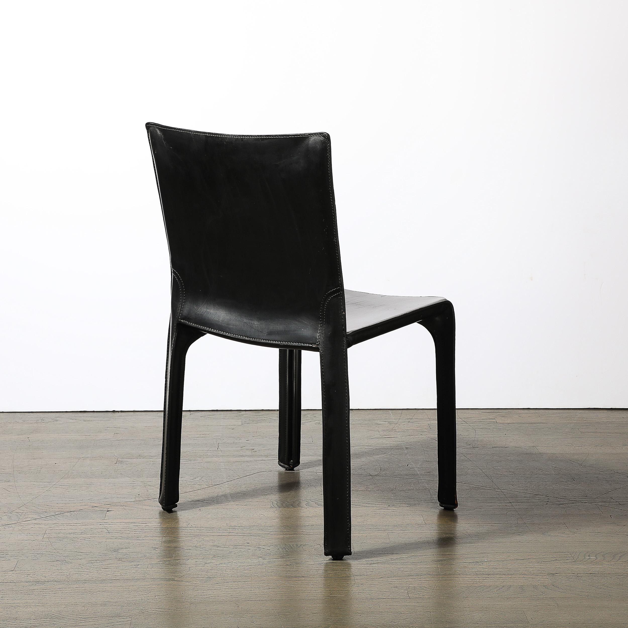 Mid-Century CAB 413 Leather Dining/Desk Chair by Mario Bellini for Cassina 2