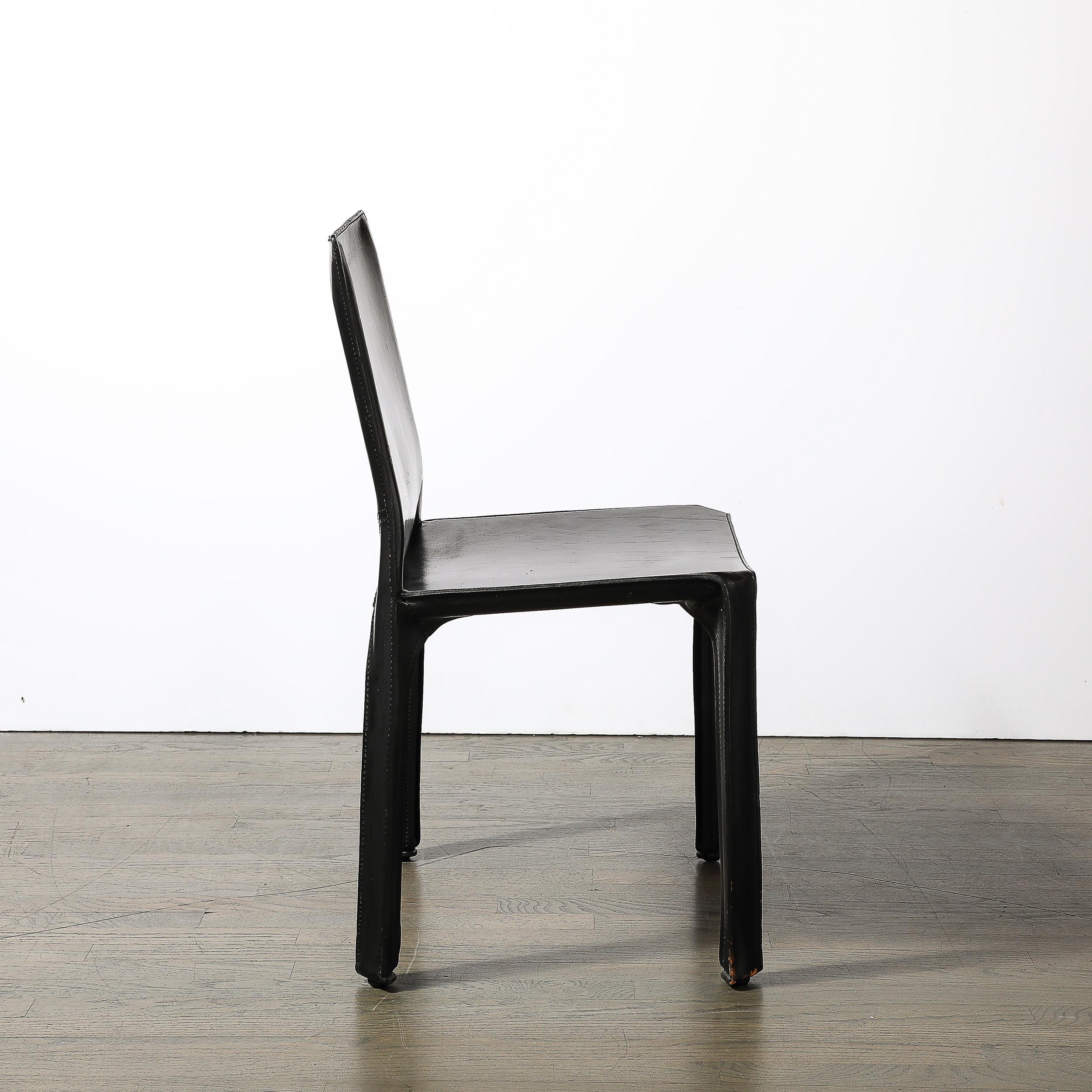 Mid-Century CAB 413 Leather Dining/Desk Chair by Mario Bellini for Cassina 3