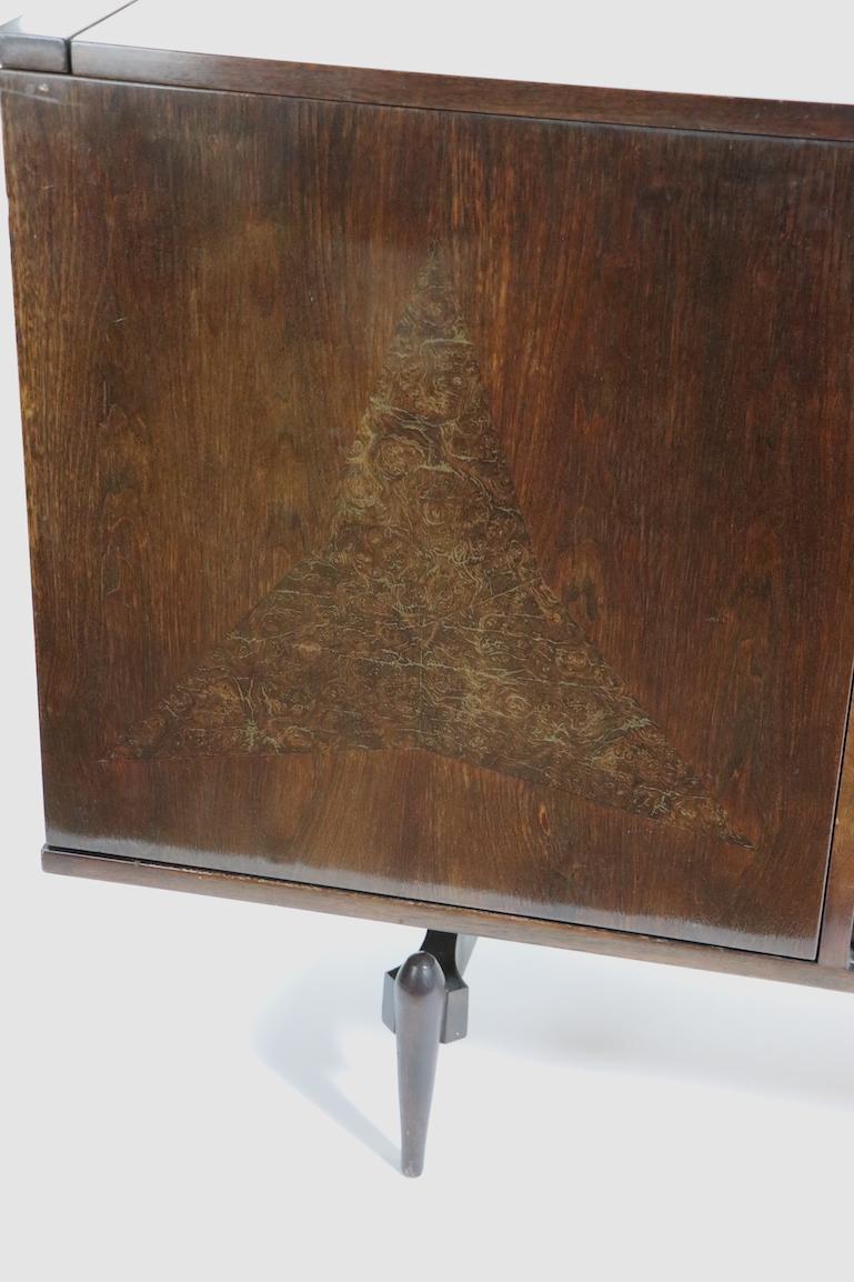 Glass Mid Century Cabinet Dry Bar in the Style of Ico Parisi