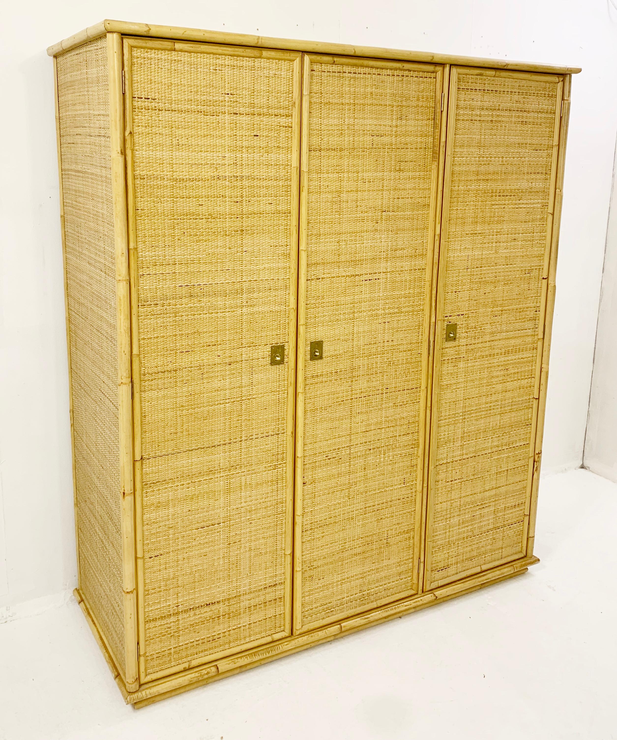 Mid-Century Cabinet in Bamboo and Rattan, Italy 1970s 7