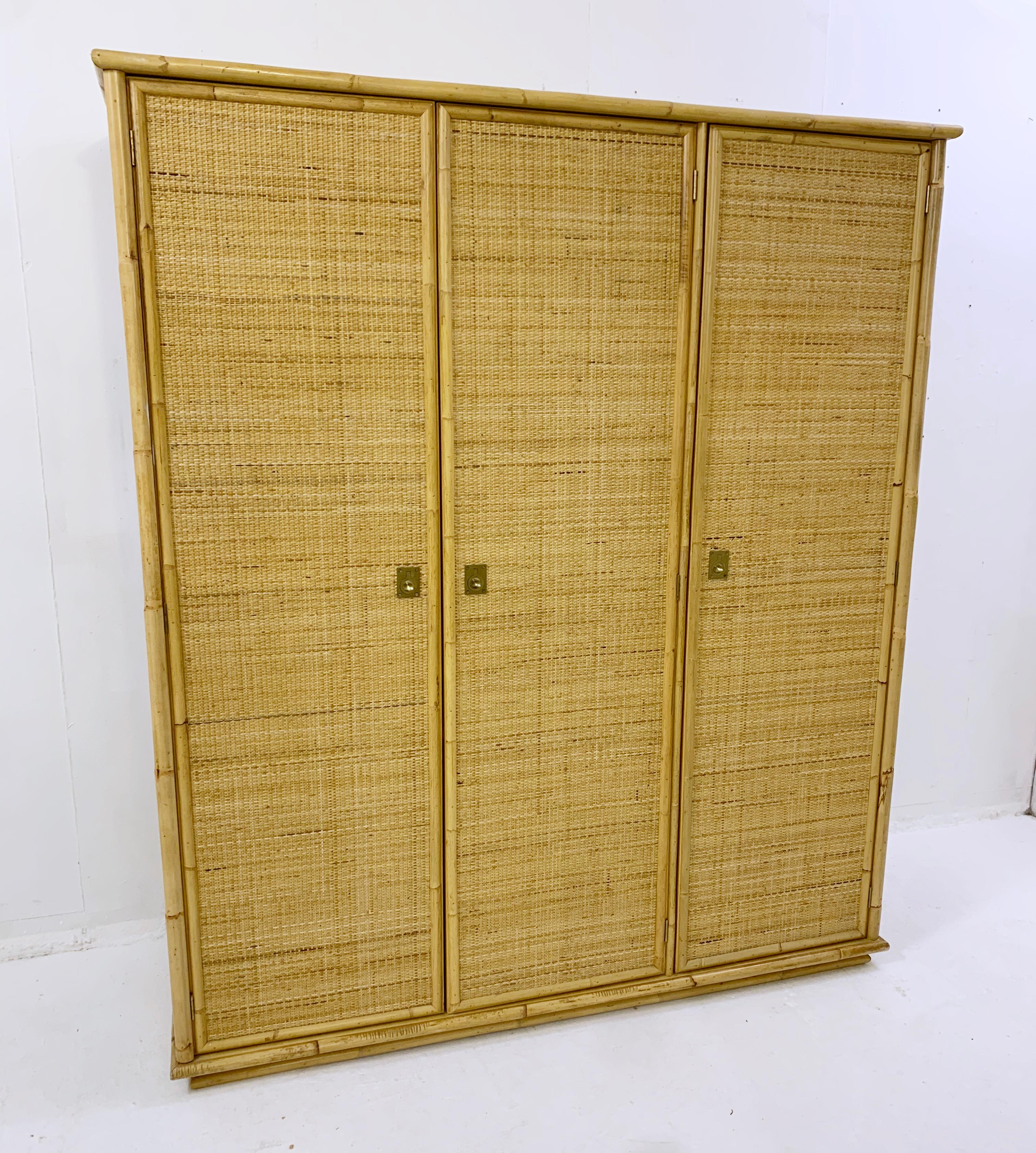 Mid-century cabinet in bamboo and rattan - Italy 1970s.
