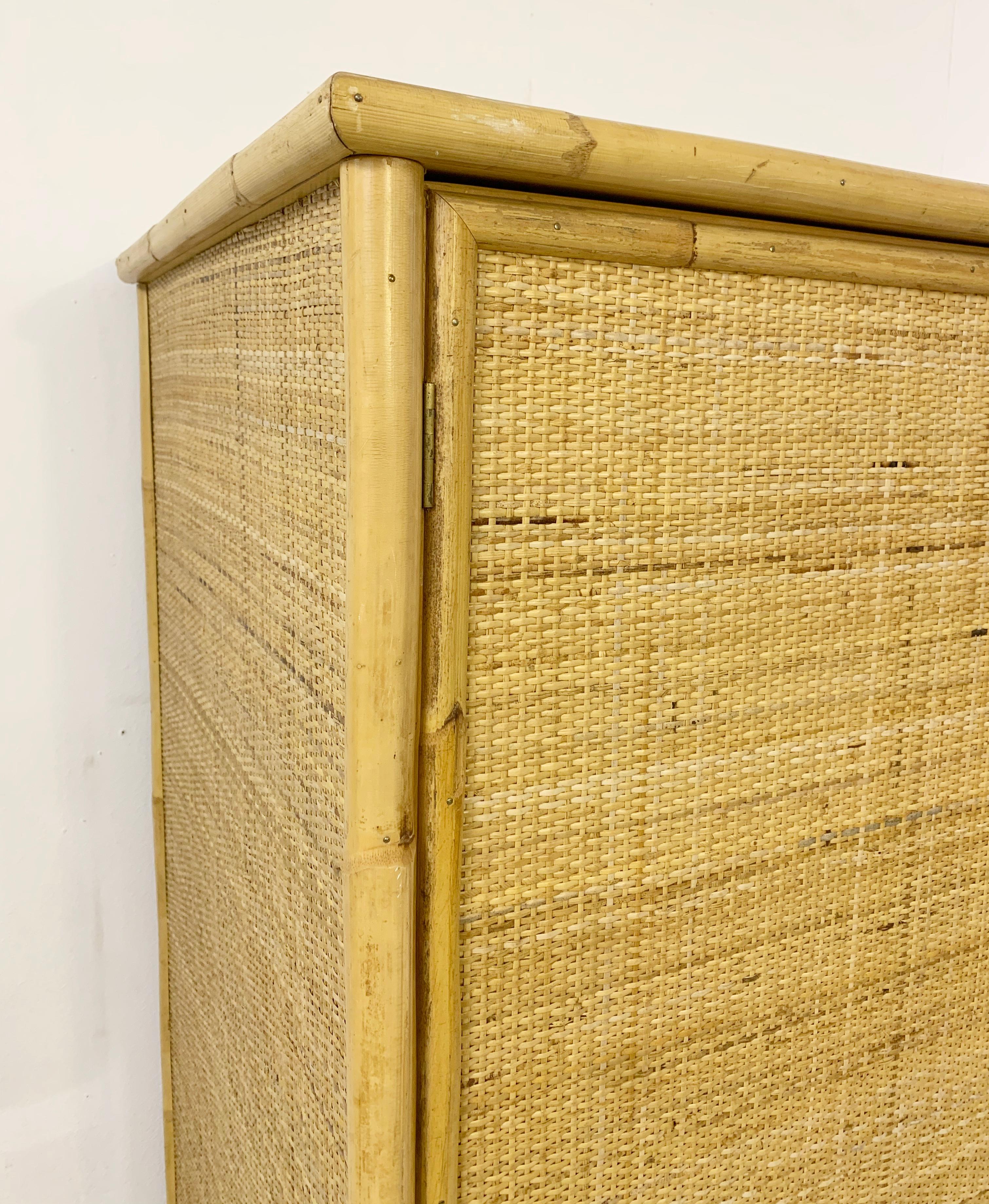Italian Mid-Century Cabinet in Bamboo and Rattan, Italy 1970s