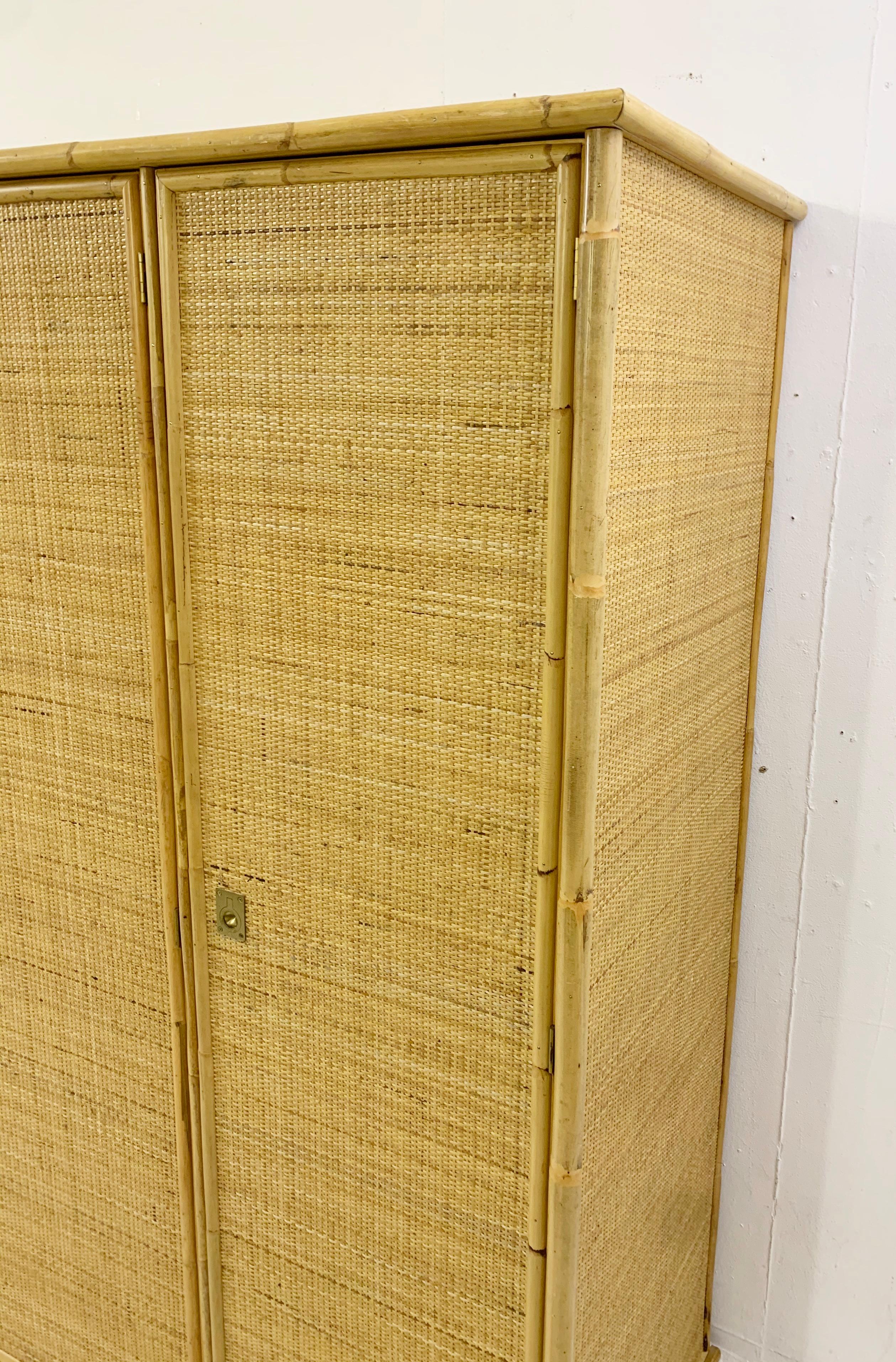 Late 20th Century Mid-Century Cabinet in Bamboo and Rattan, Italy 1970s