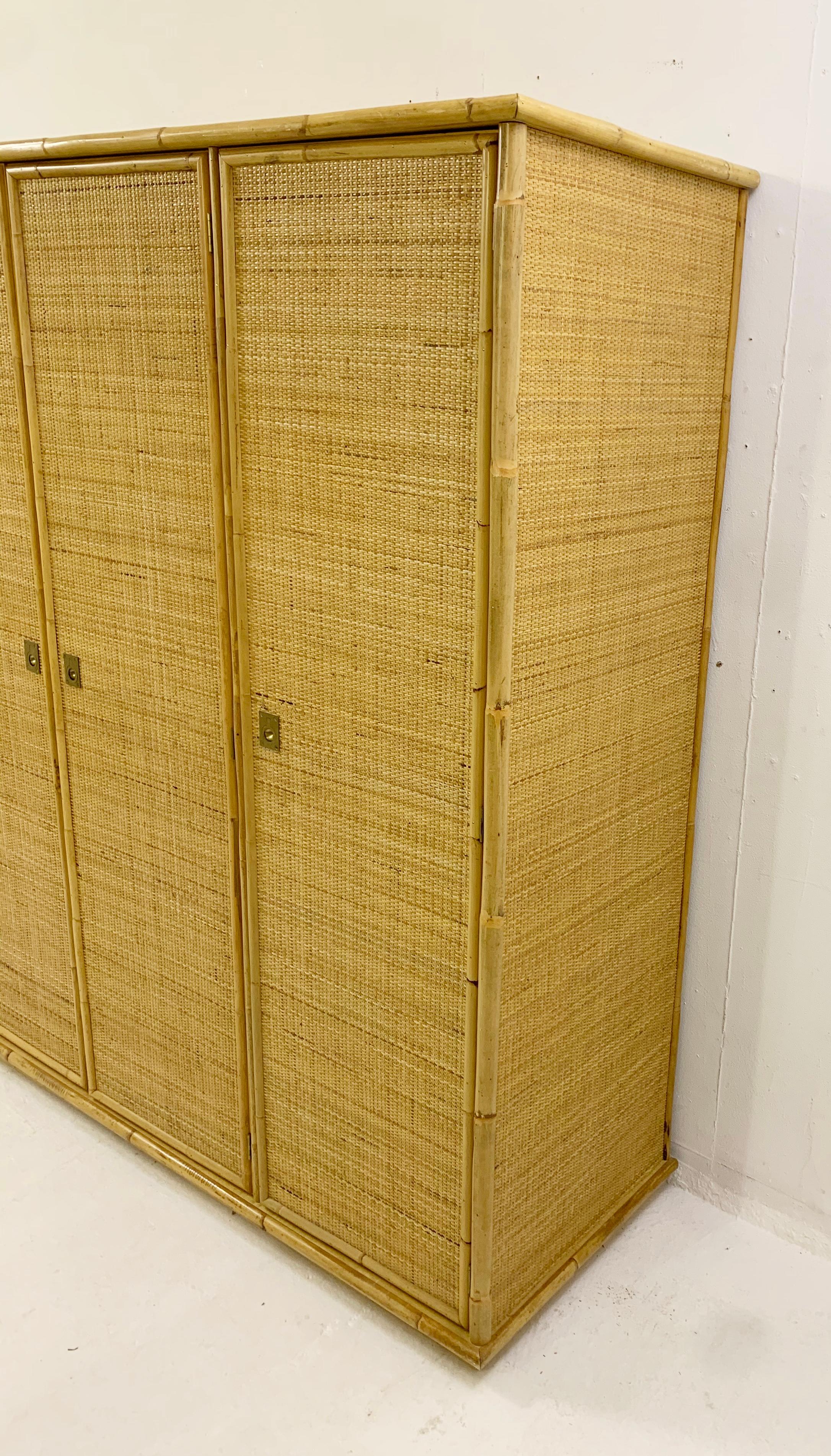 Mid-Century Cabinet in Bamboo and Rattan, Italy 1970s 1