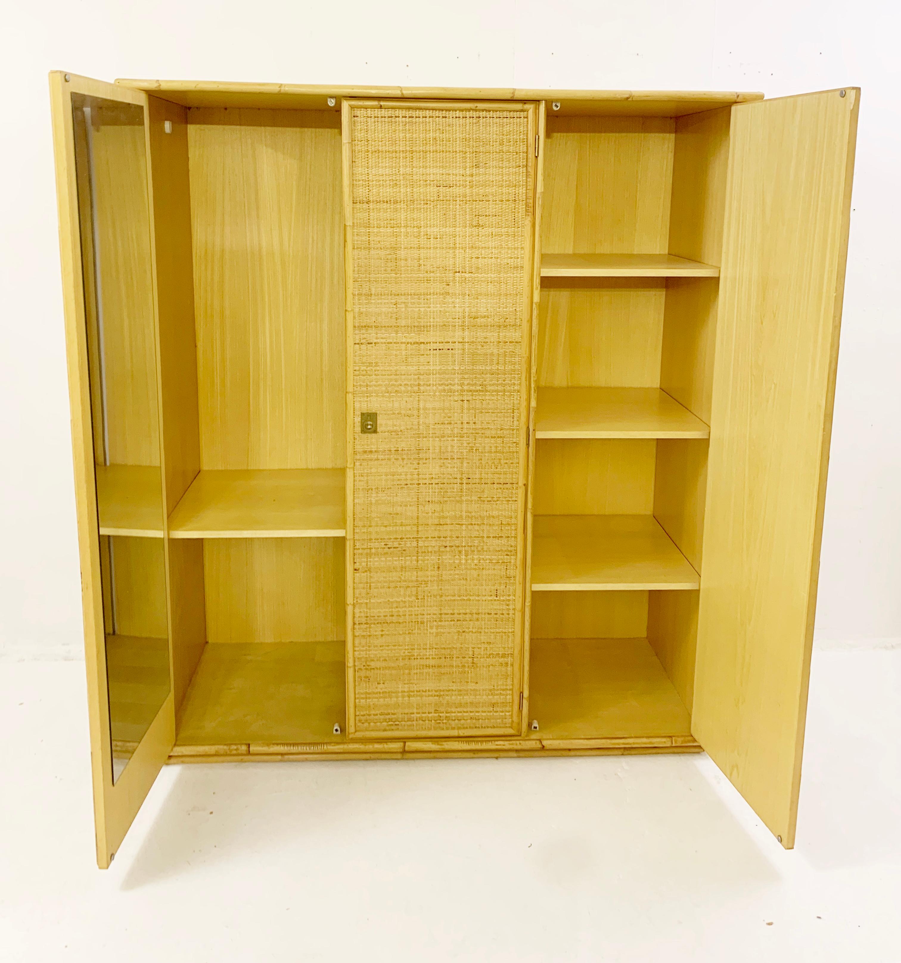 Mid-Century Cabinet in Bamboo and Rattan, Italy 1970s 3