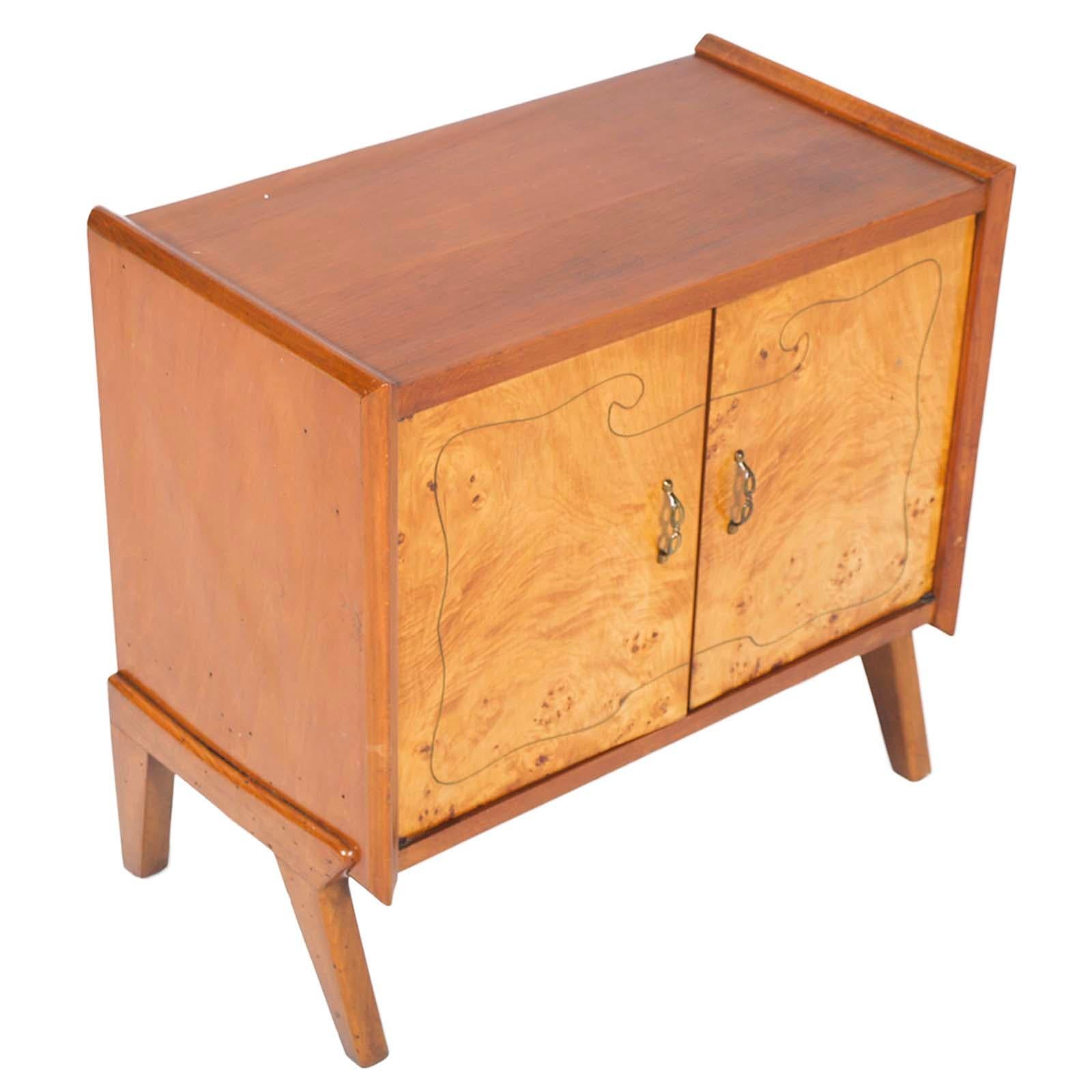 Mid-Century moderno Mobile di metà secolo di Paolo Buffa Cantù Noce biondo Burl Betulla Intarsio filettato in vendita