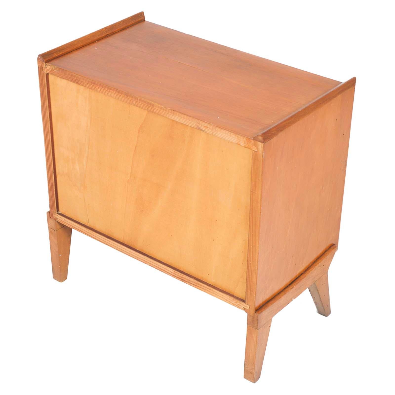 Italian Mid-Century Cabinet by Paolo Buffa Cantù Blond Walnut Burl Birch Inlay Threaded For Sale