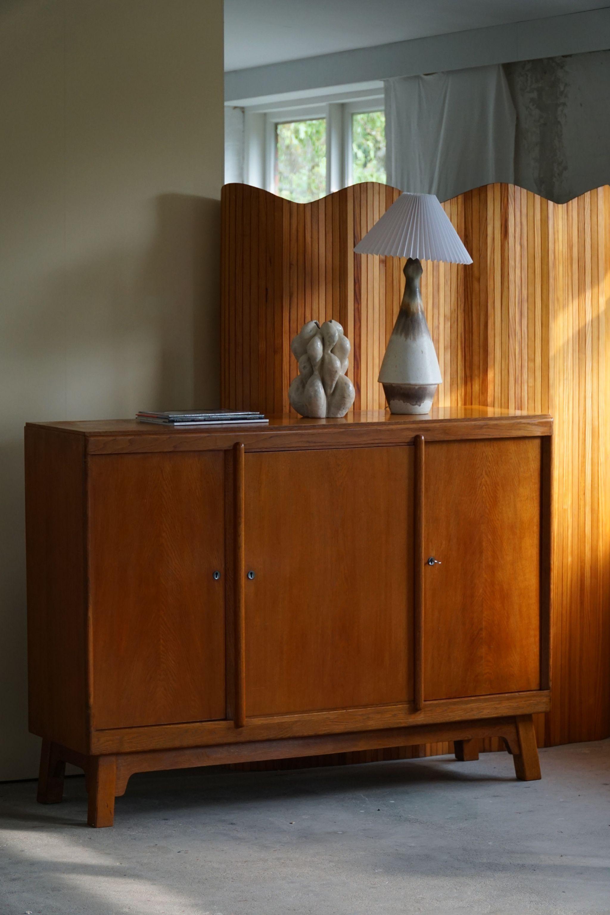 Art Deco Mid-Century Cabinet / Sideboard in Teak & Oak, Danish Cabinetmaker, 1960s For Sale
