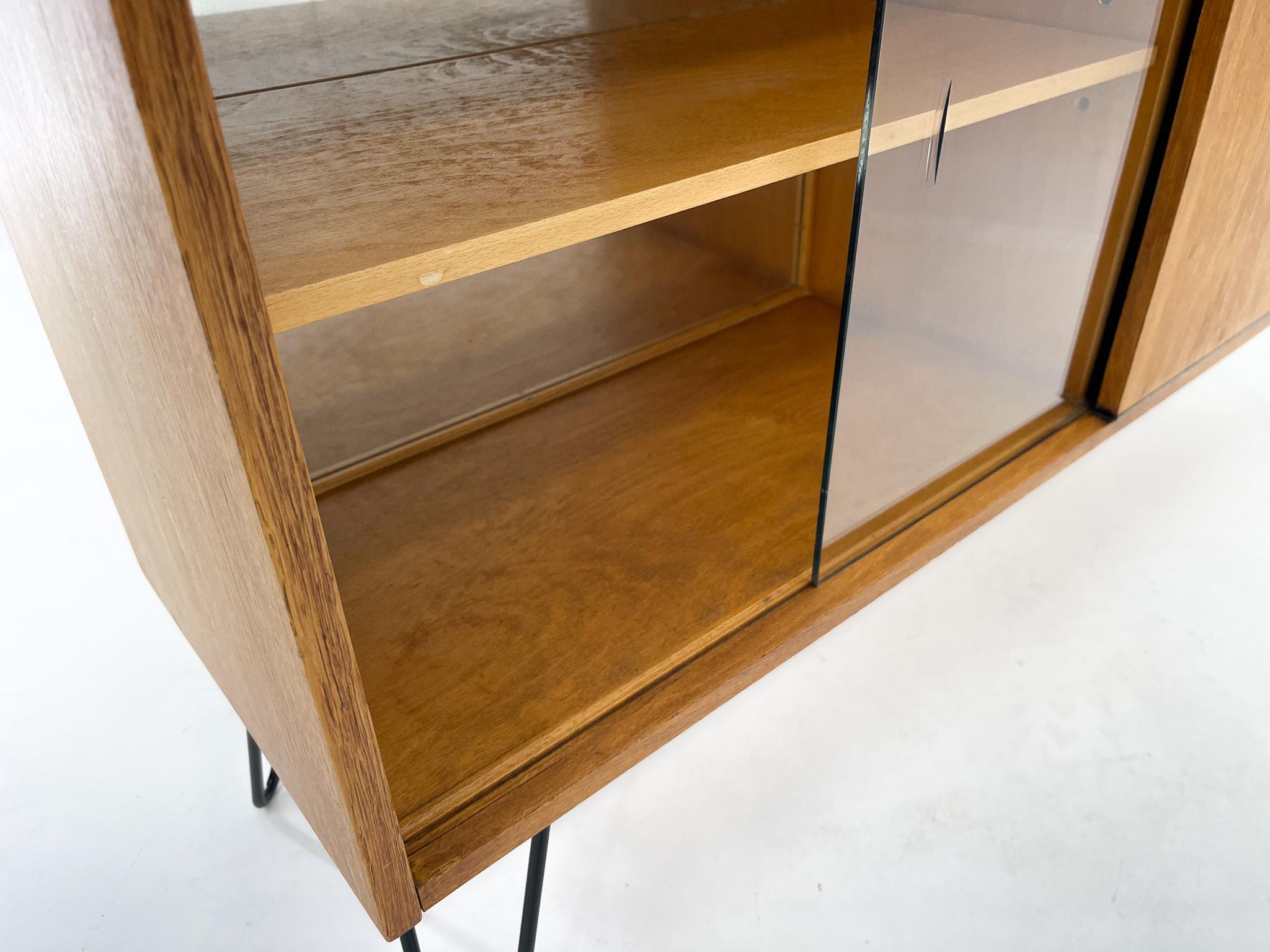 Glass Midcentury Cabinet with a Bar, Czechoslovakia For Sale