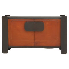 Vintage Mid-Century Cabinet with Leather Doors, by Hi-Plan Design Furniture 1976