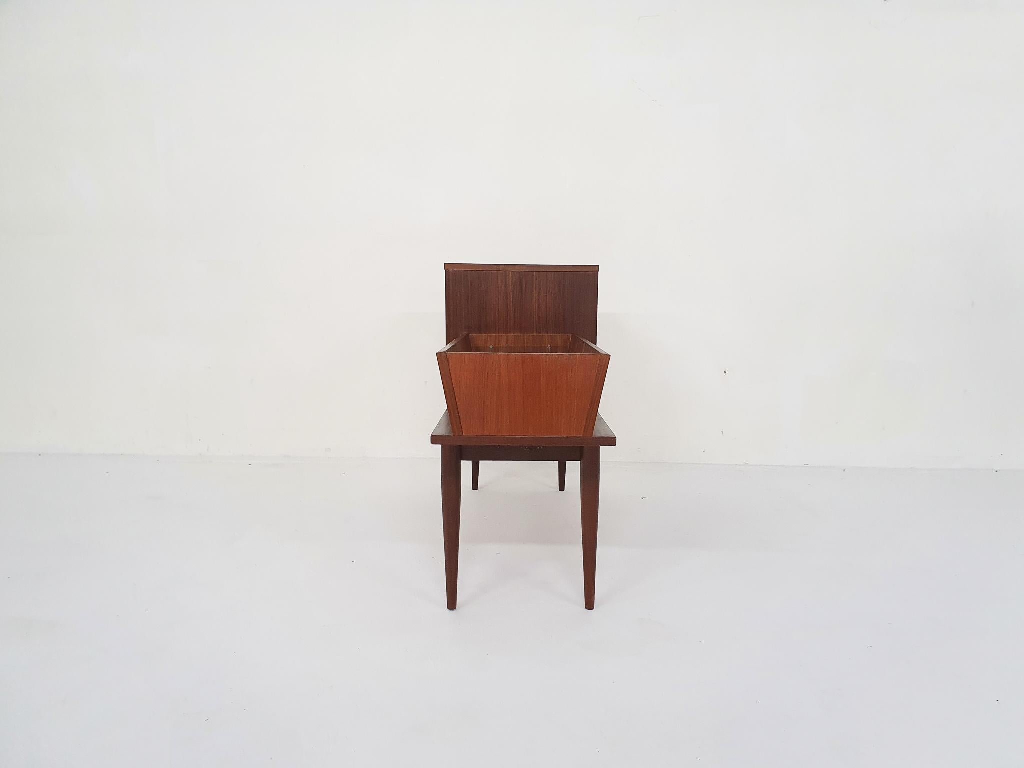 Teak Mid-century cabinet with plant stand, The Netherlands 1950's