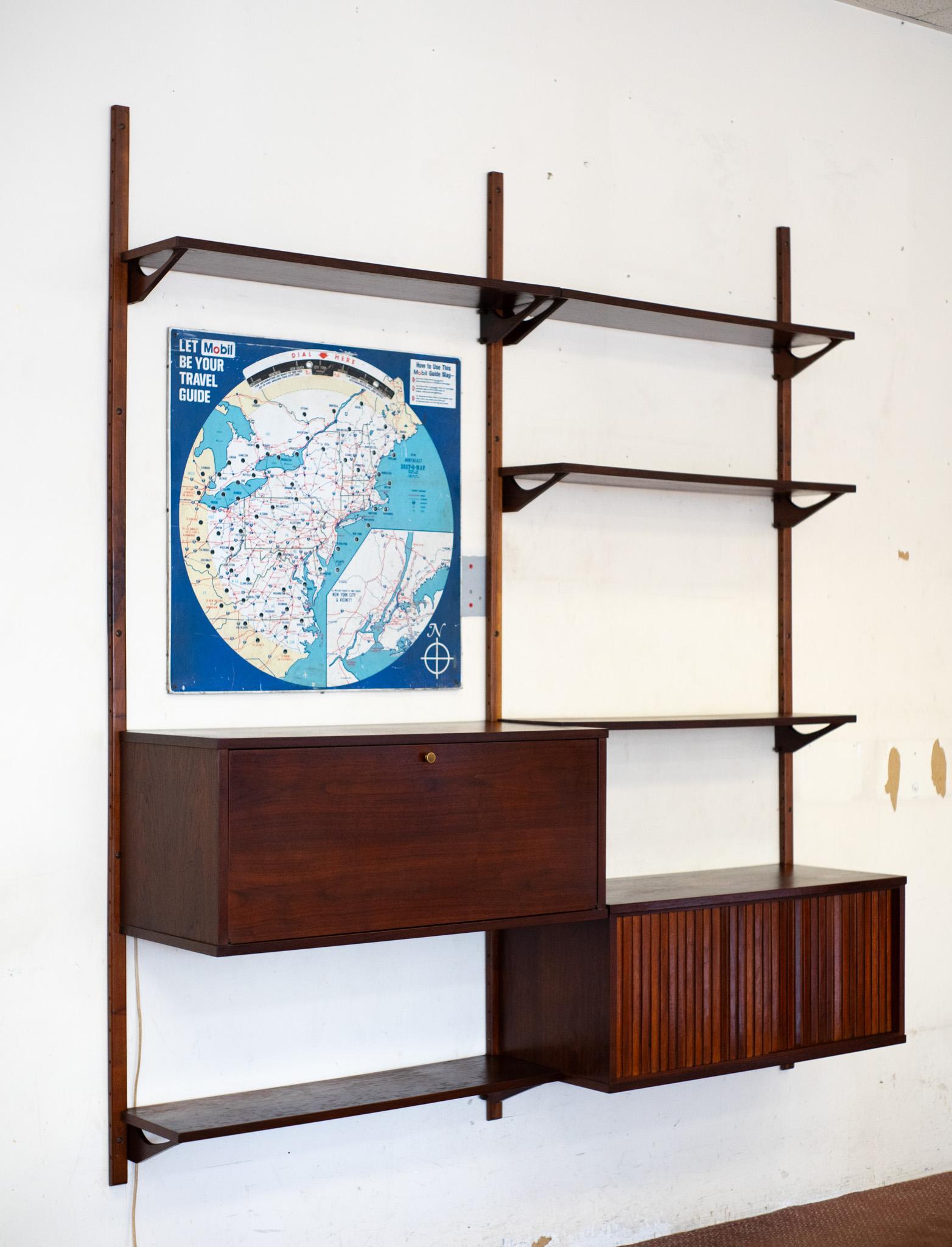 Late 20th Century Mid-Century Cadovious Style Danish Wall Unit or Book Shelves 10-Piece Walnut