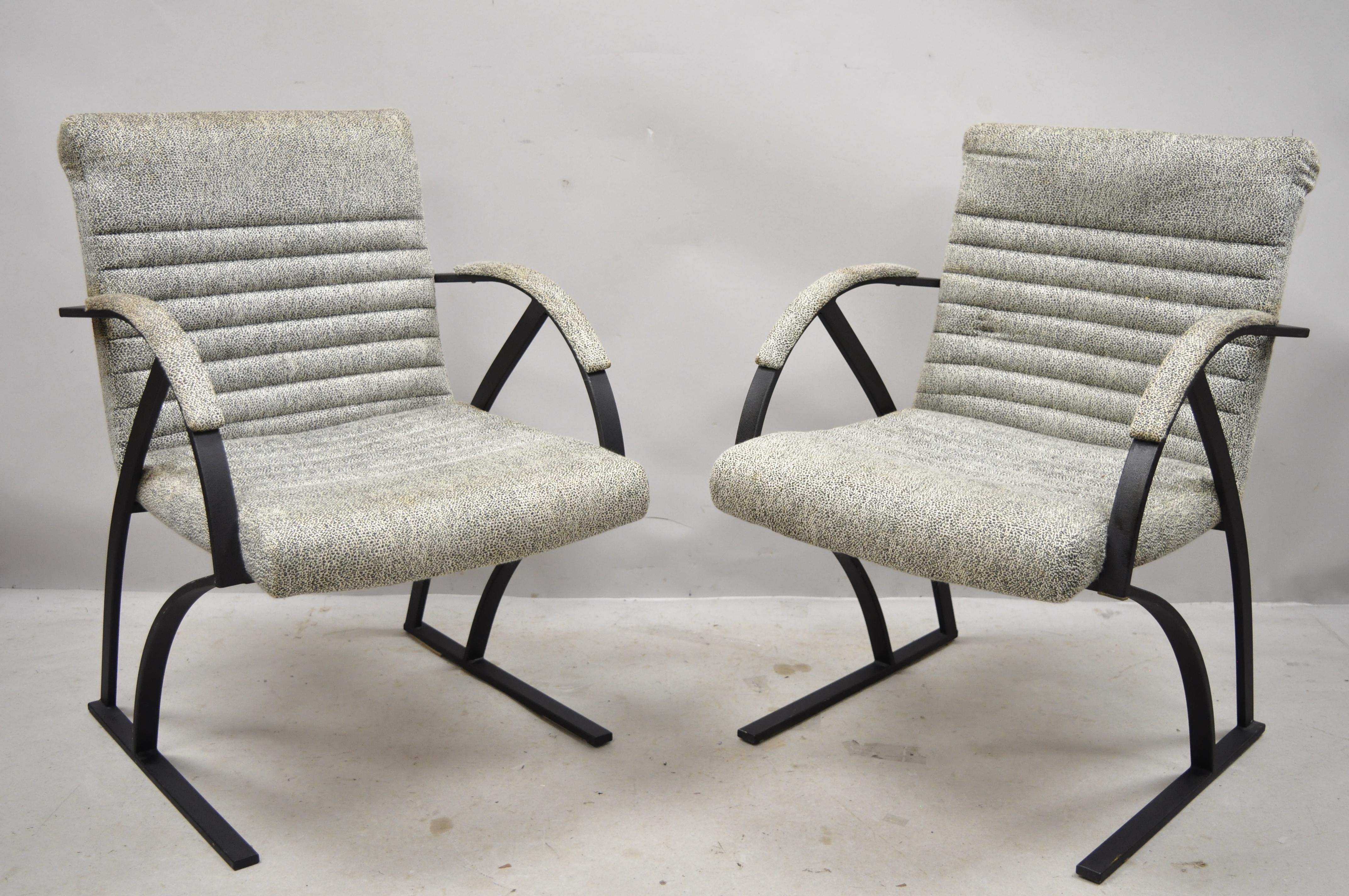 Midcentury Cal Style Furniture Art Deco Metal Frame Lounge Armchairs A, Pair For Sale 5