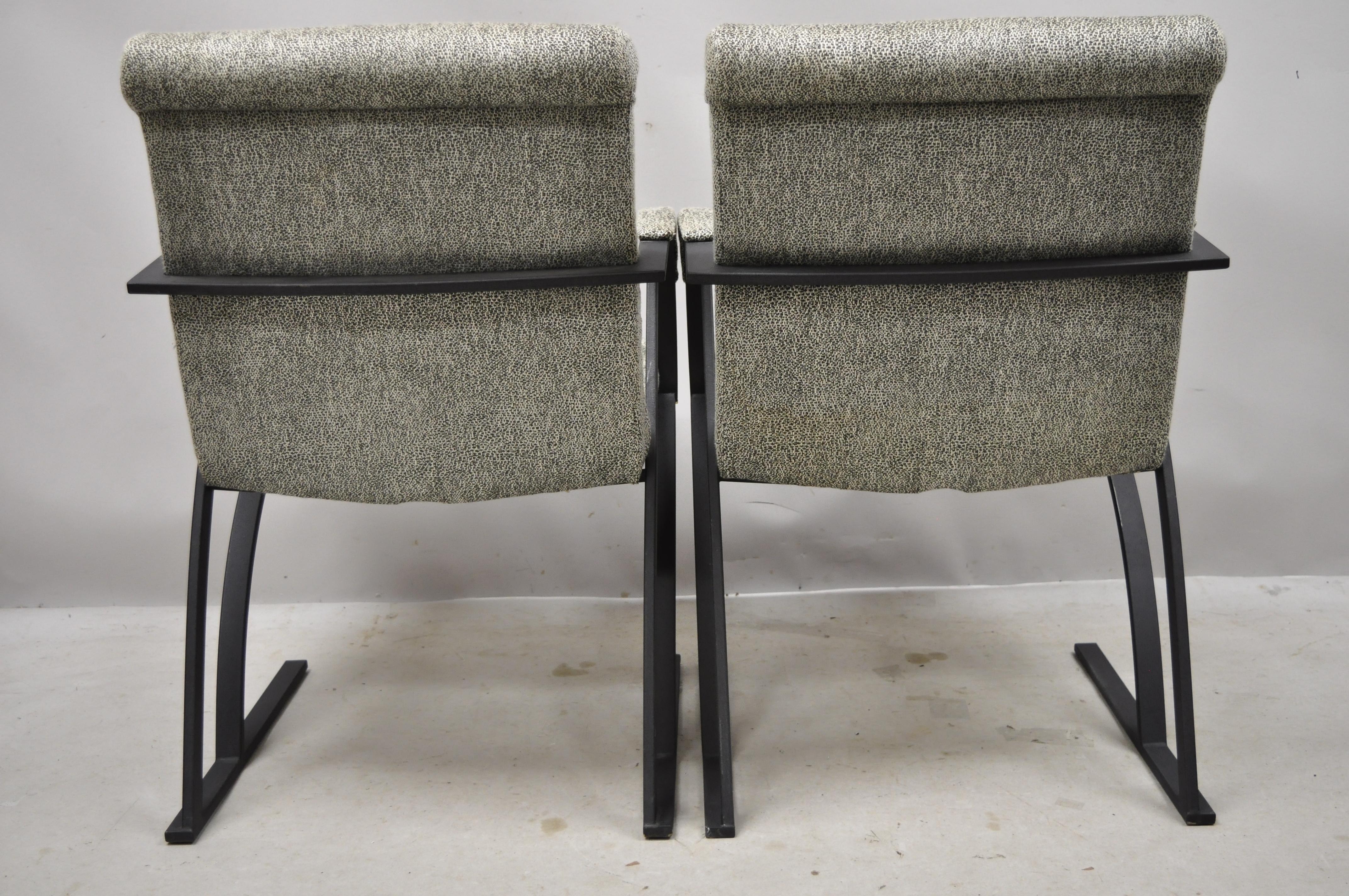 Mid Century Cal-Style Furniture Art Deco Metal Frame Lounge Arm Chairs B - Pair For Sale 2