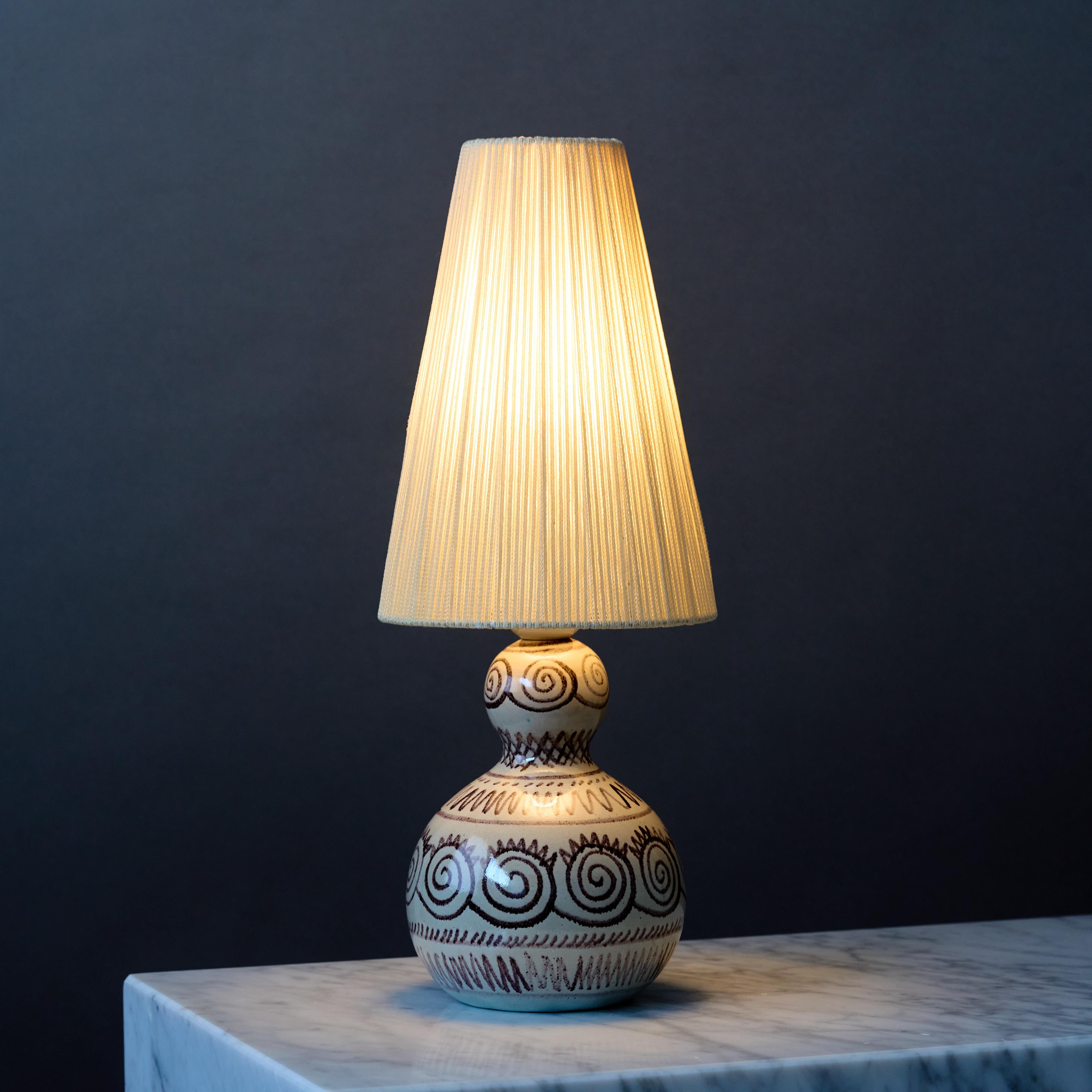 20th Century Mid-Century Calabash Ceramic Table Lamp by Elsi Bourelius, Sweden, 1950s. For Sale