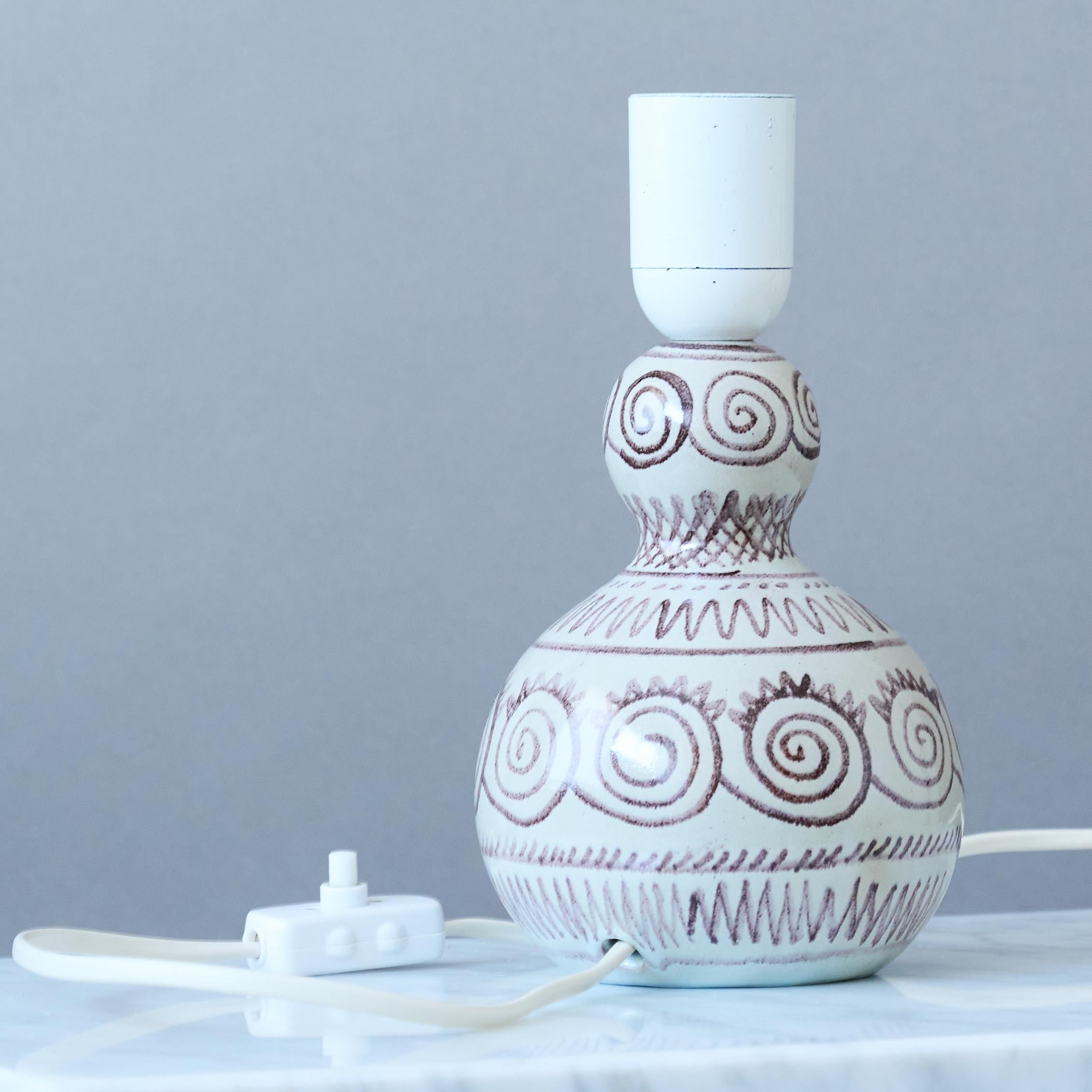 Mid-Century Calabash Ceramic Table Lamp by Elsi Bourelius, Sweden, 1950s. For Sale 1