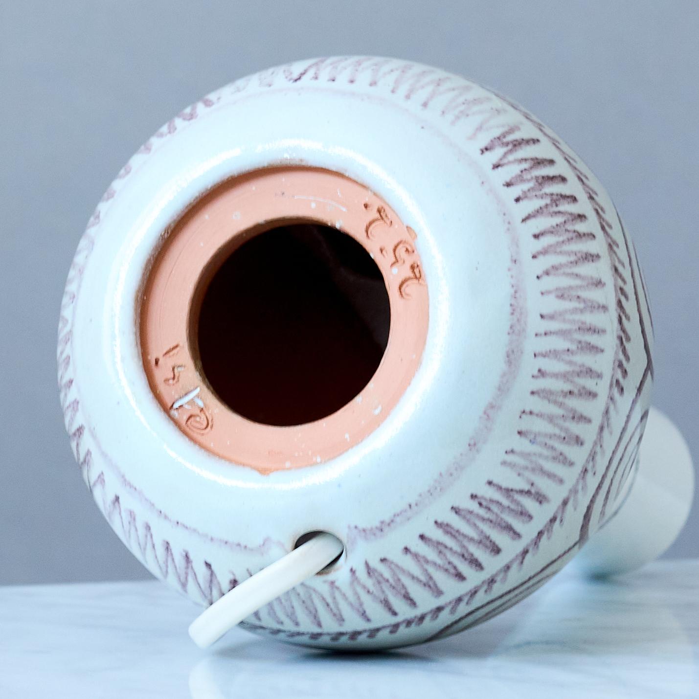 Mid-Century Calabash Ceramic Table Lamp by Elsi Bourelius, Sweden, 1950s. For Sale 2