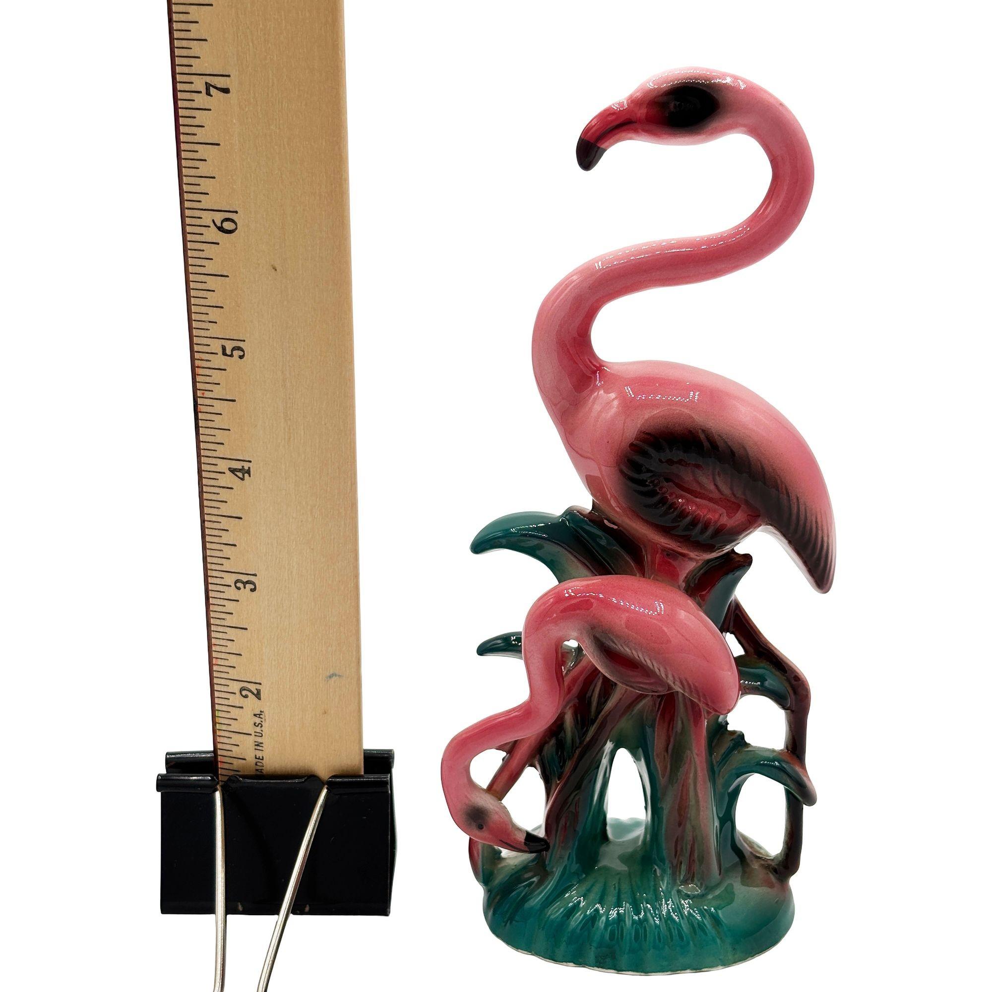 Mid-20th Century Mid-century Calfiornia Mother & Child Pink Flamingo Ceramic Tabletop Statue For Sale