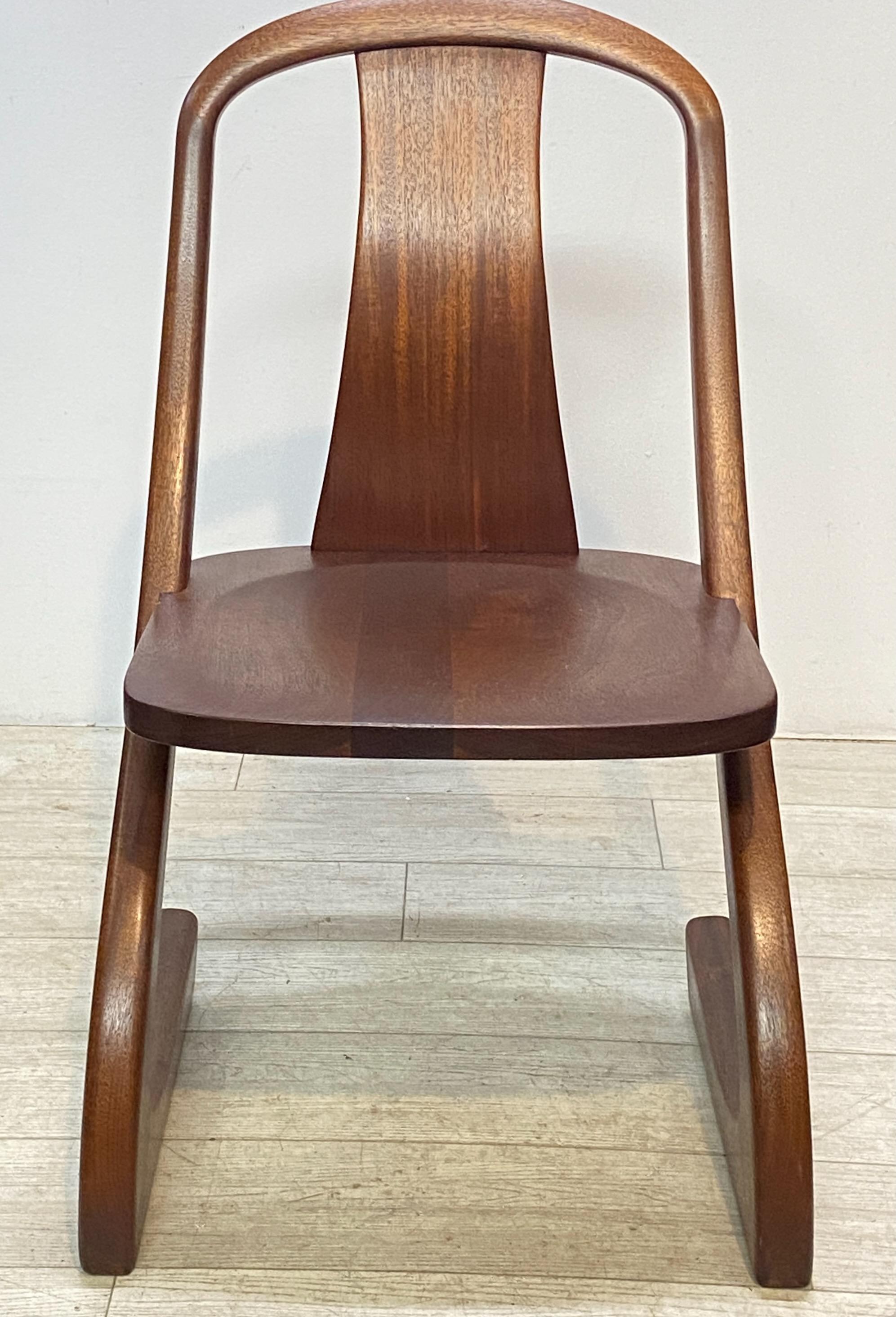 American Mid Century California Modern Mahogany Chair, Signed GS For Sale
