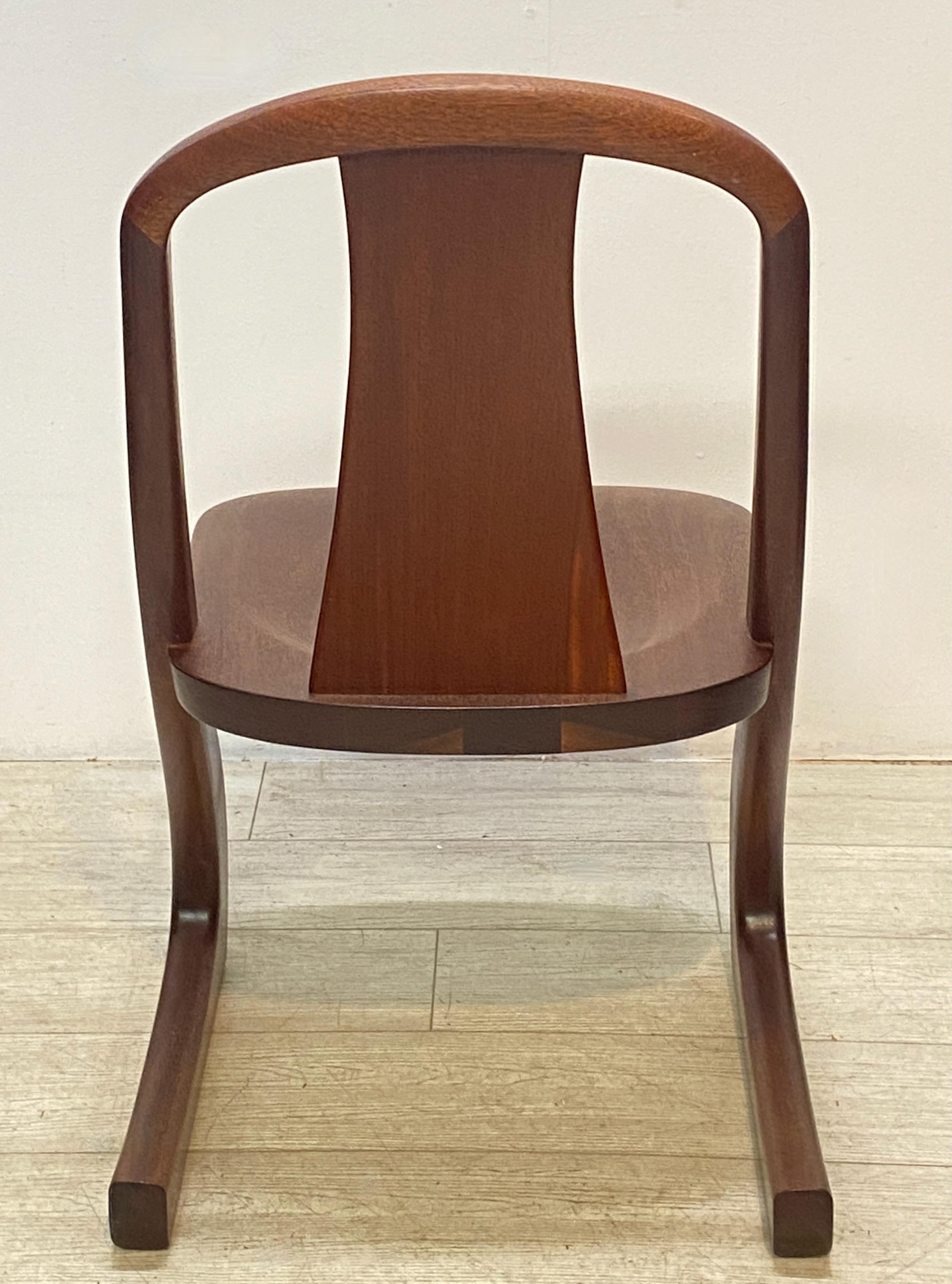 20th Century Mid Century California Modern Mahogany Chair, Signed GS For Sale
