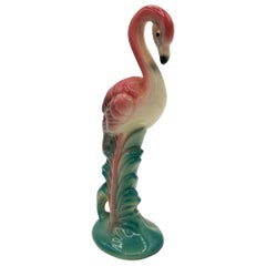 Mid-century California Pottery Ceramic "Gazer" Pink Flamingo Figurine Statue