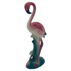 Vintage Mid-century California Pottery Ceramic Inquisitive Pink Flamingo Figurine