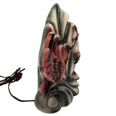 Mid-century California Pottery Ceramic Pink Swan Leaf TV Table Lamp