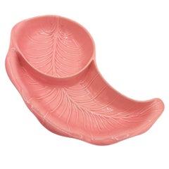 Mid-Century California Pottery Chips & Dip Tray Pink Banana Leaf by Valley Vista