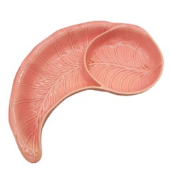 Mid-Century California Pottery Chips & Dip Tray Pink Banana Leaf by Valley Vista