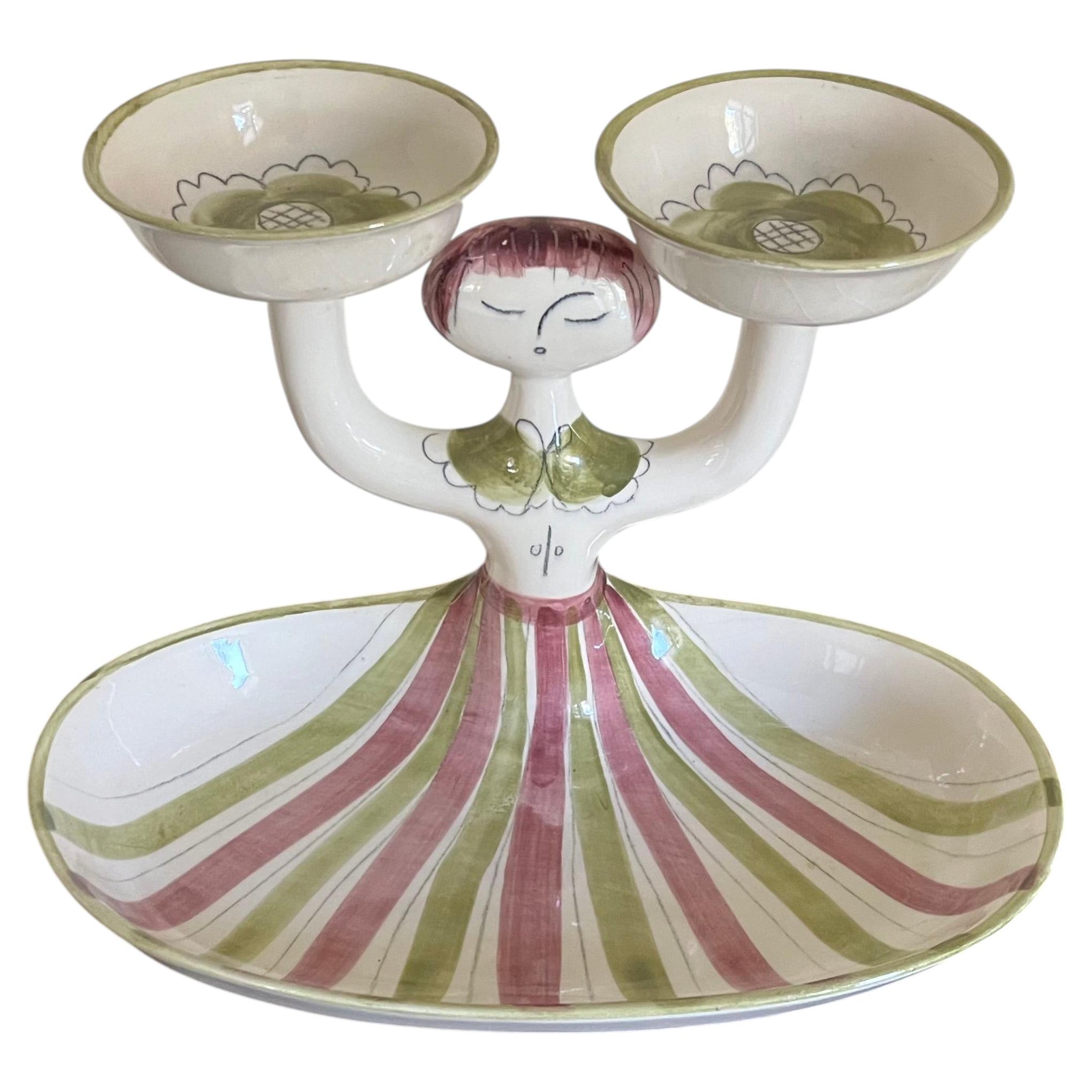 Mid-Century California Pottery Figural Serving Dish by Hedi Schoop Signed 1961 For Sale