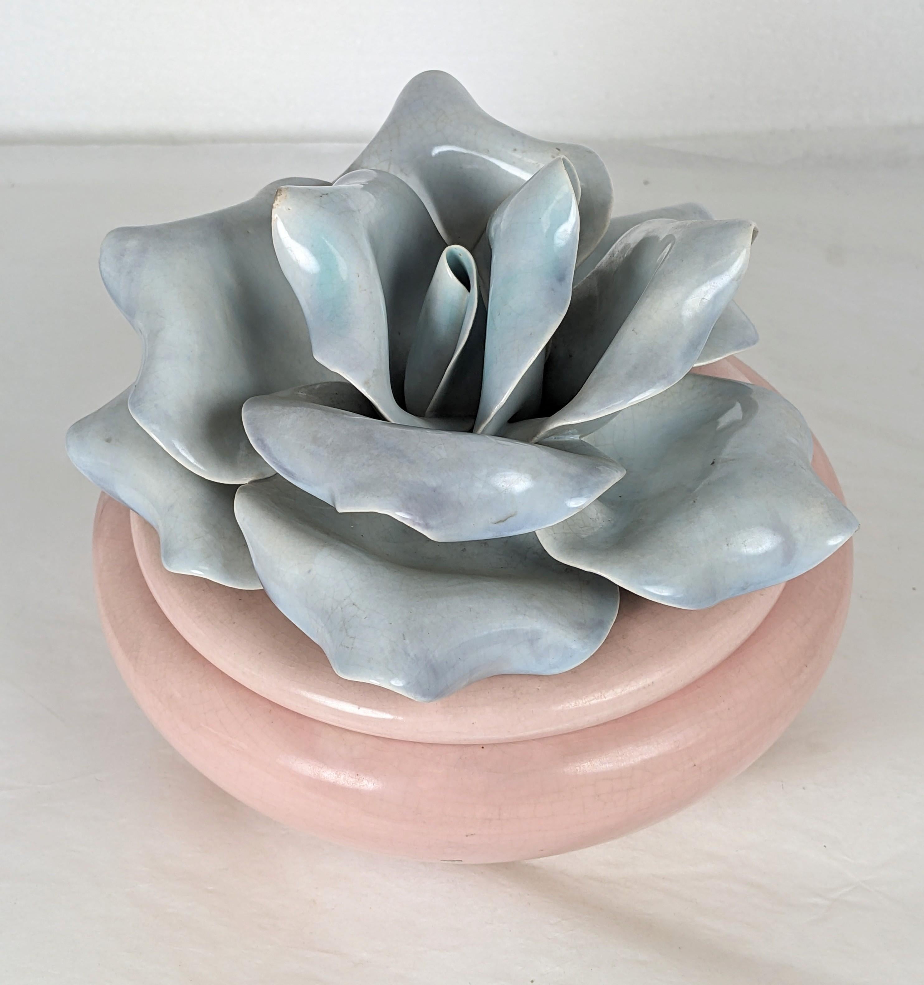Mid Century California Pottery Rose Box For Sale 4
