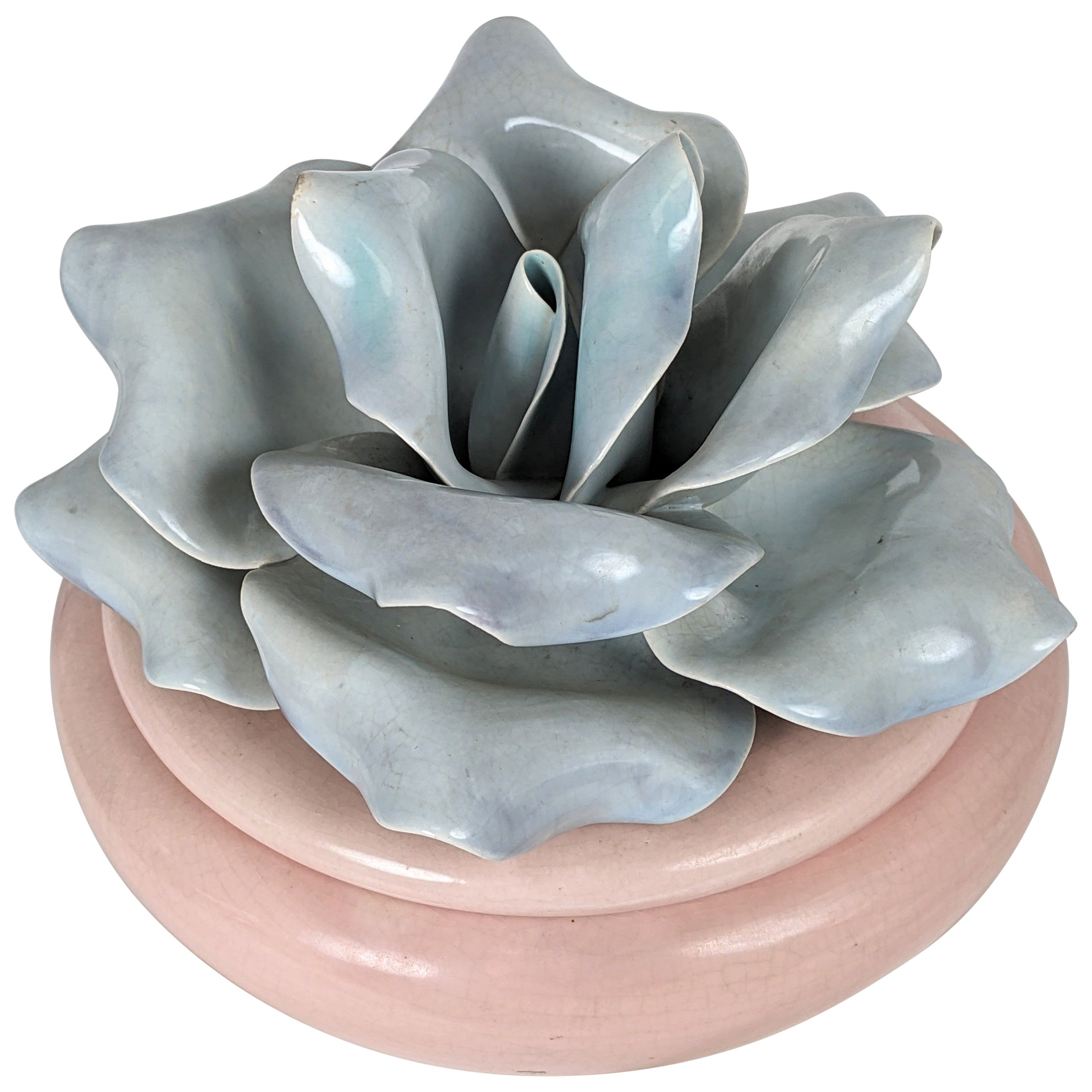Mid Century California Pottery Rose Box For Sale