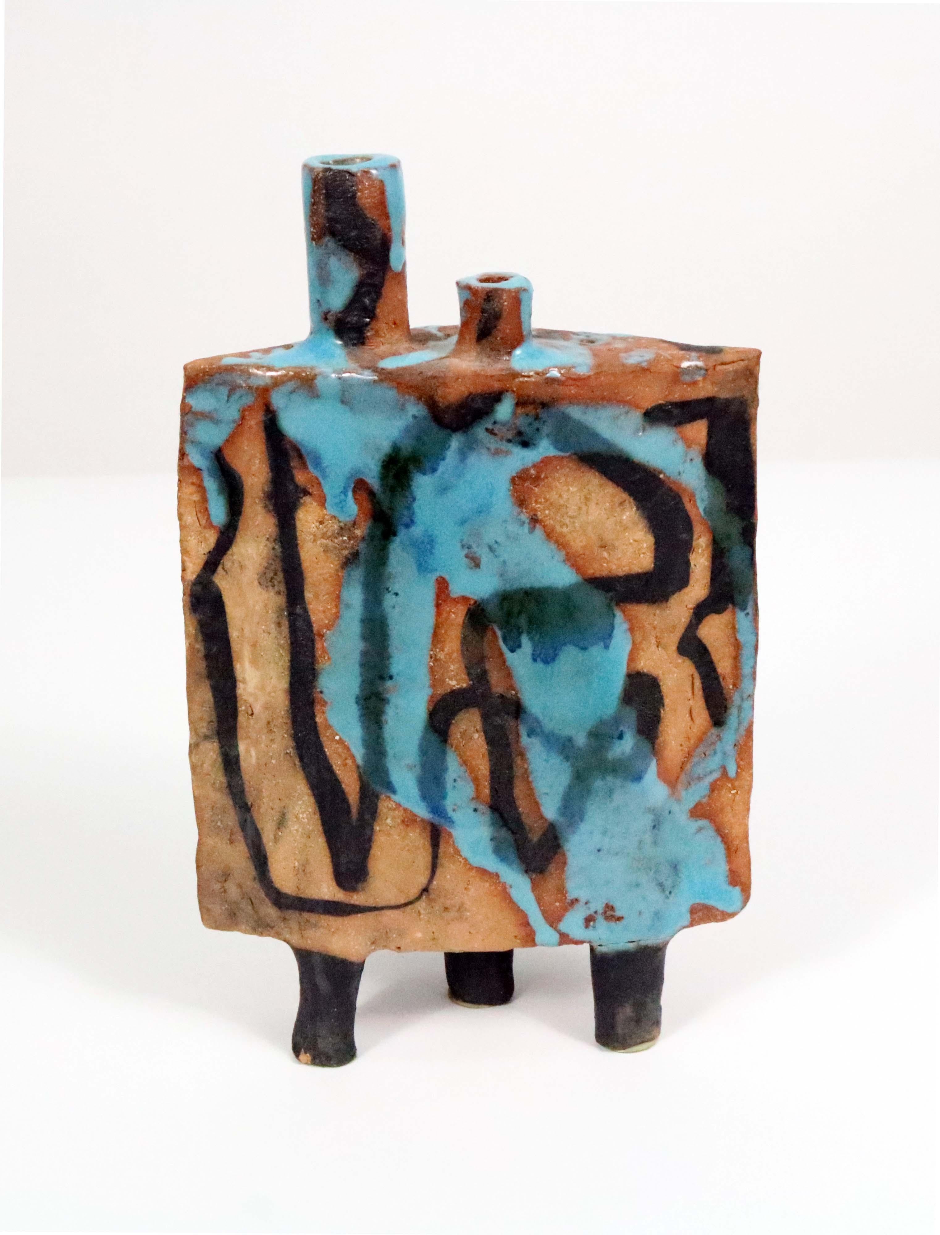 Fired Midcentury Abstract Sculpture by California Studio Potter Win Ng