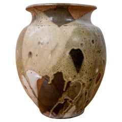 Vase ou jardinière en grès à glaçure goutte à goutte du Studio A de Californie du milieu du siècle dernier