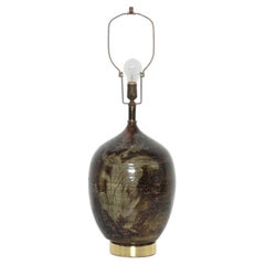 Mid-Century California Studio Pottery Ceramic Table Lamp, Shino Glaze
