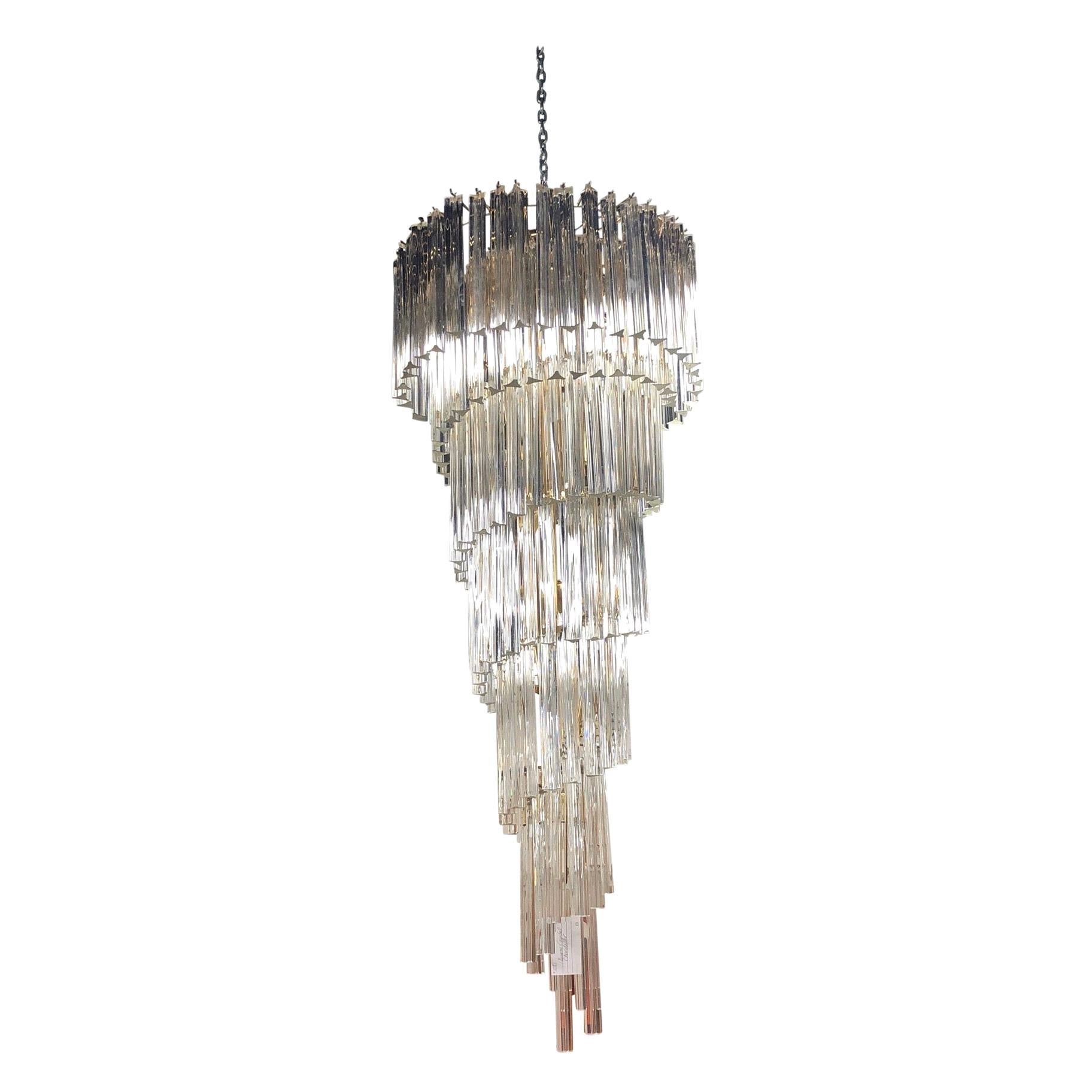 Midcentury Camer Murano Glass Italy Waterfall Chandelier