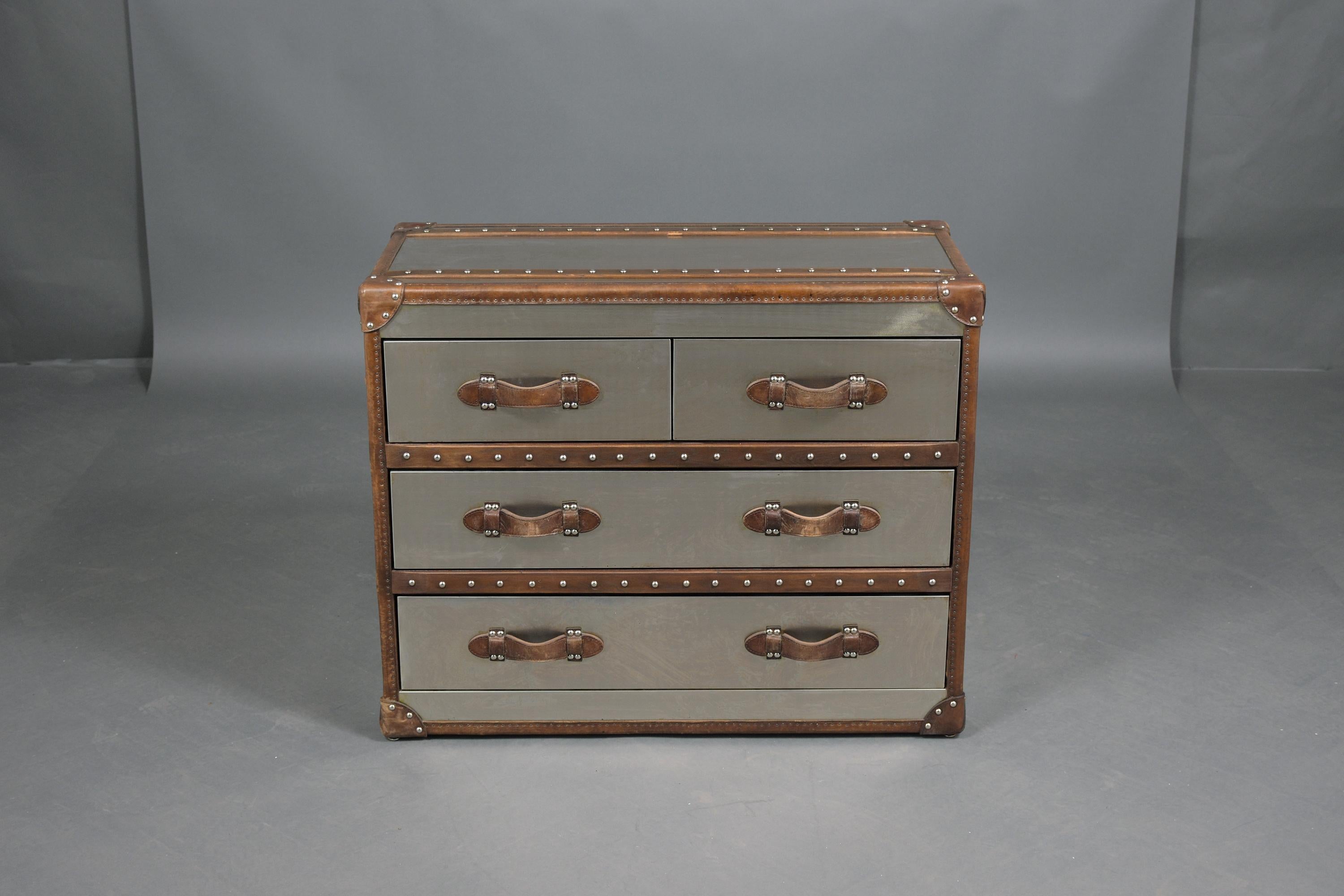 Late 20th Century Mid-Century Campaign Chest of Drawer