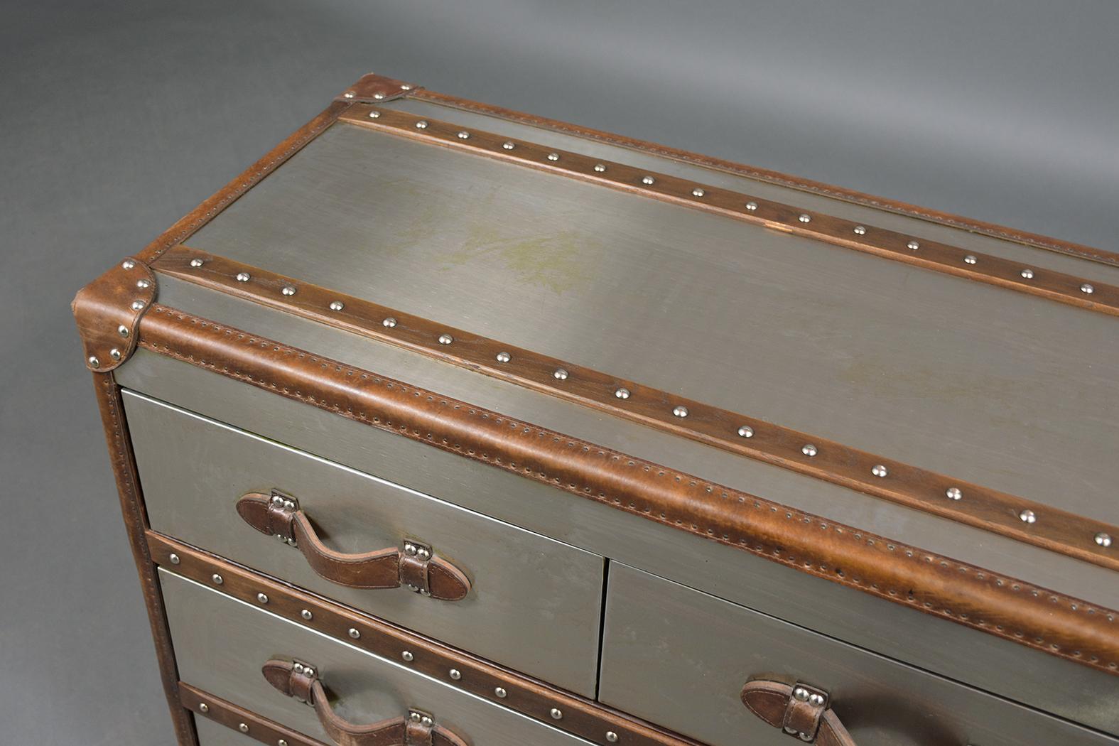 Steel Mid-Century Campaign Chest of Drawer