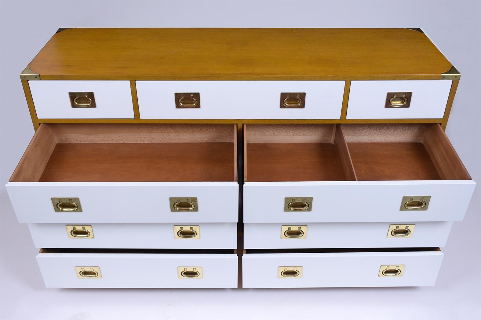 Gilt Mid Century Campaign Chest of Drawers